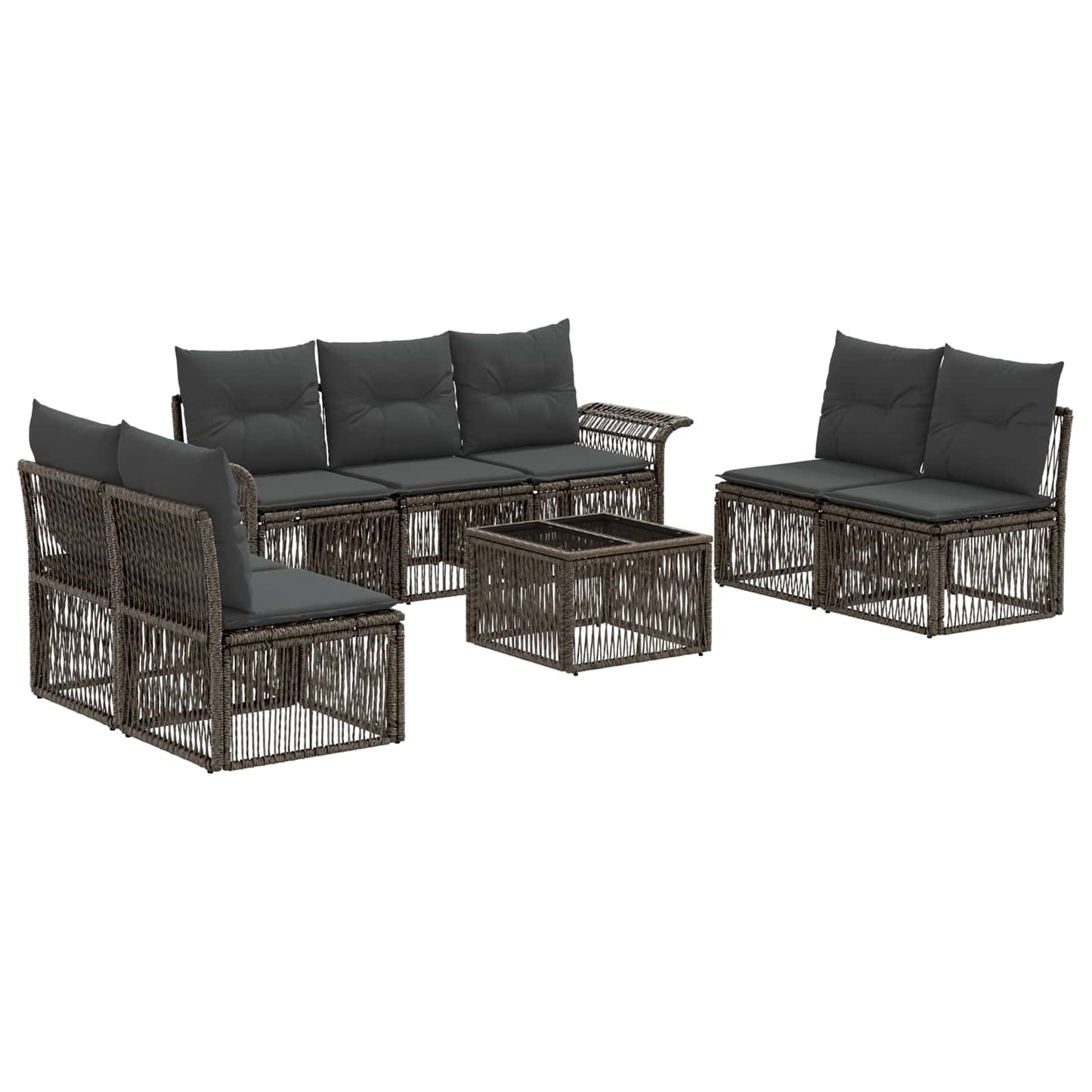 Tuinbankenset 8 pcs Grijs poly rattan is nu te koop bij PeponiXL, paradijselijk wonen!