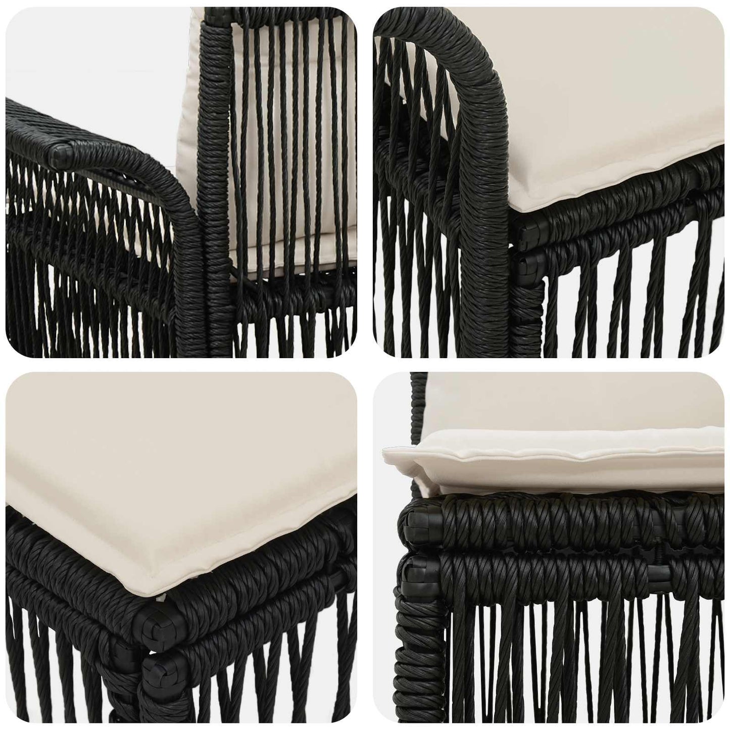 Tuinbankenset 8 pcs Zwart poly rattan