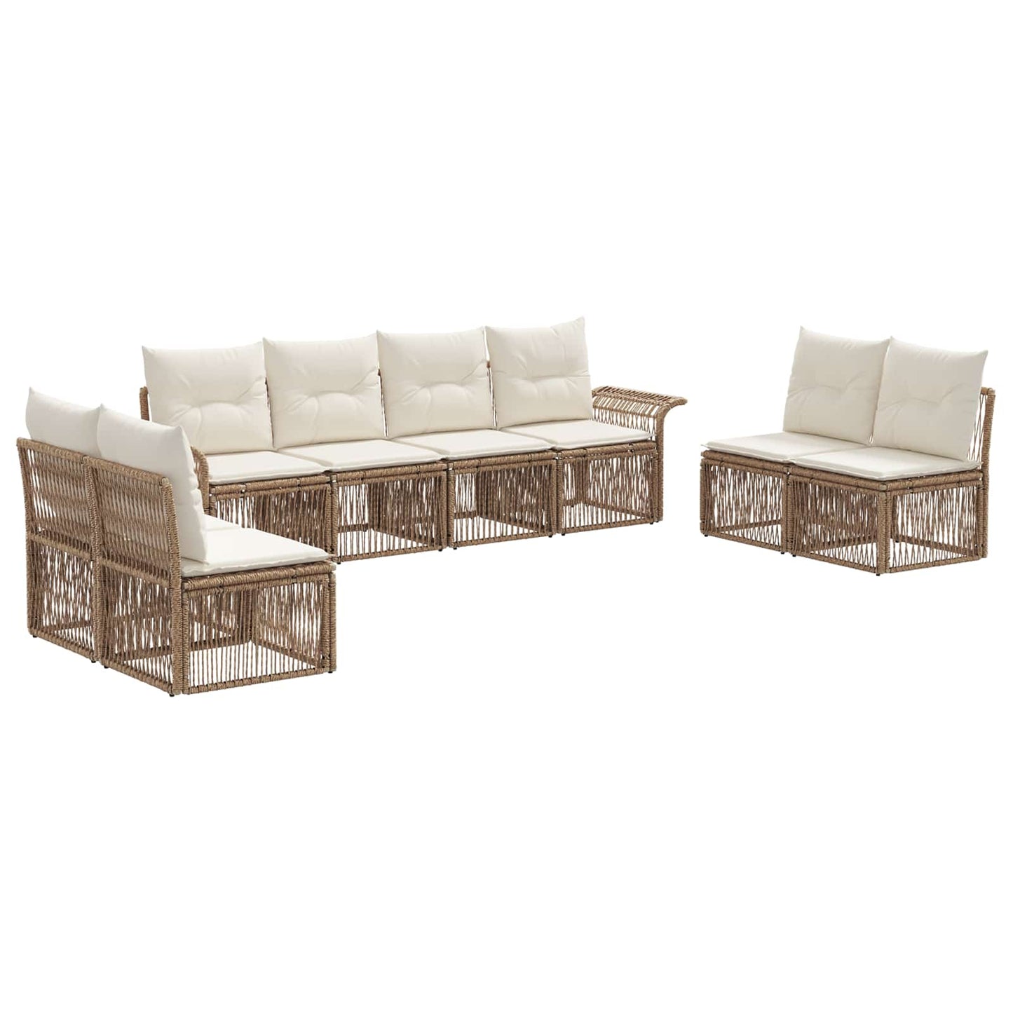 Tuinbankenset 8 pcs Beige poly rattan