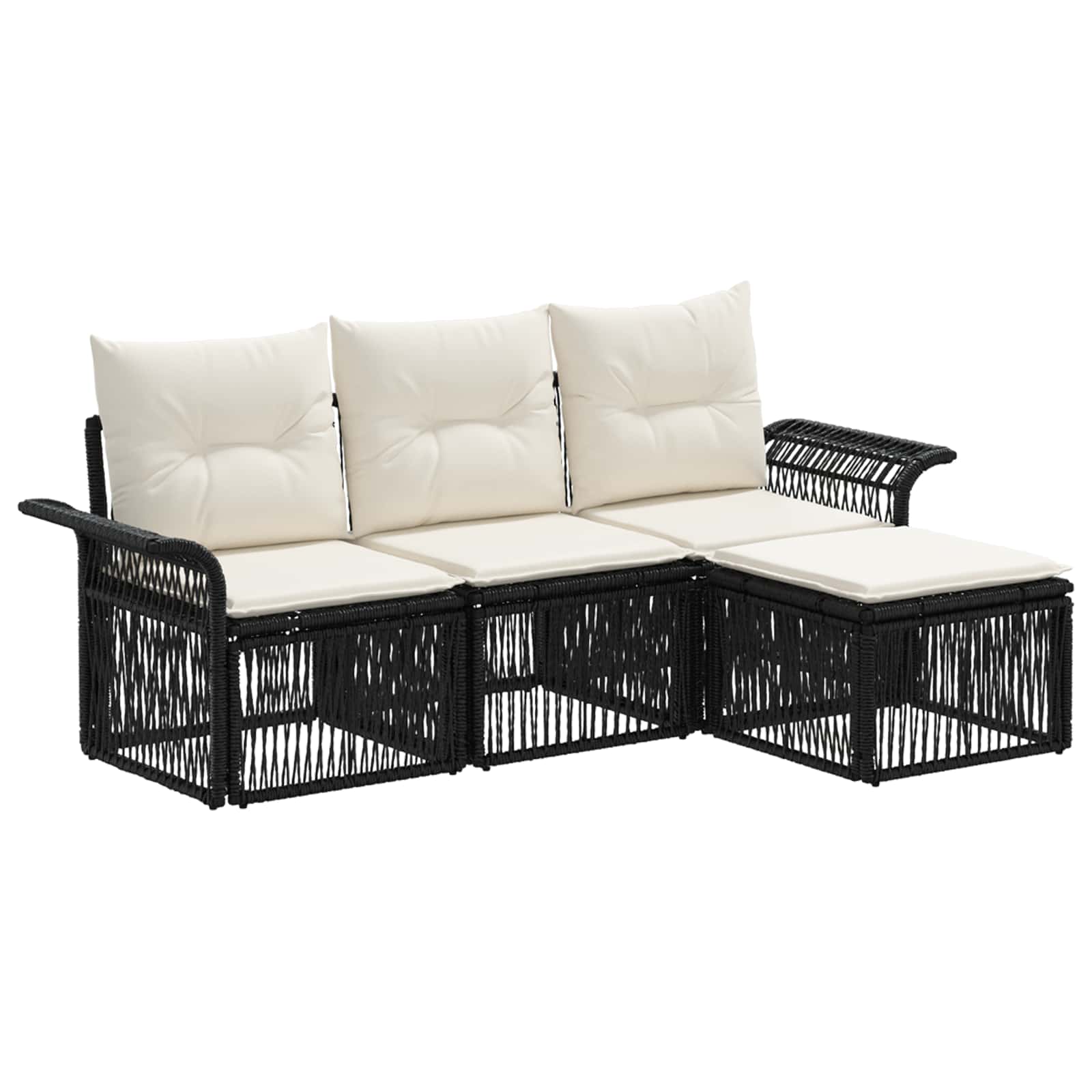 Tuinbankenset 4 pcs Zwart poly rattan is nu te koop bij PeponiXL, paradijselijk wonen!