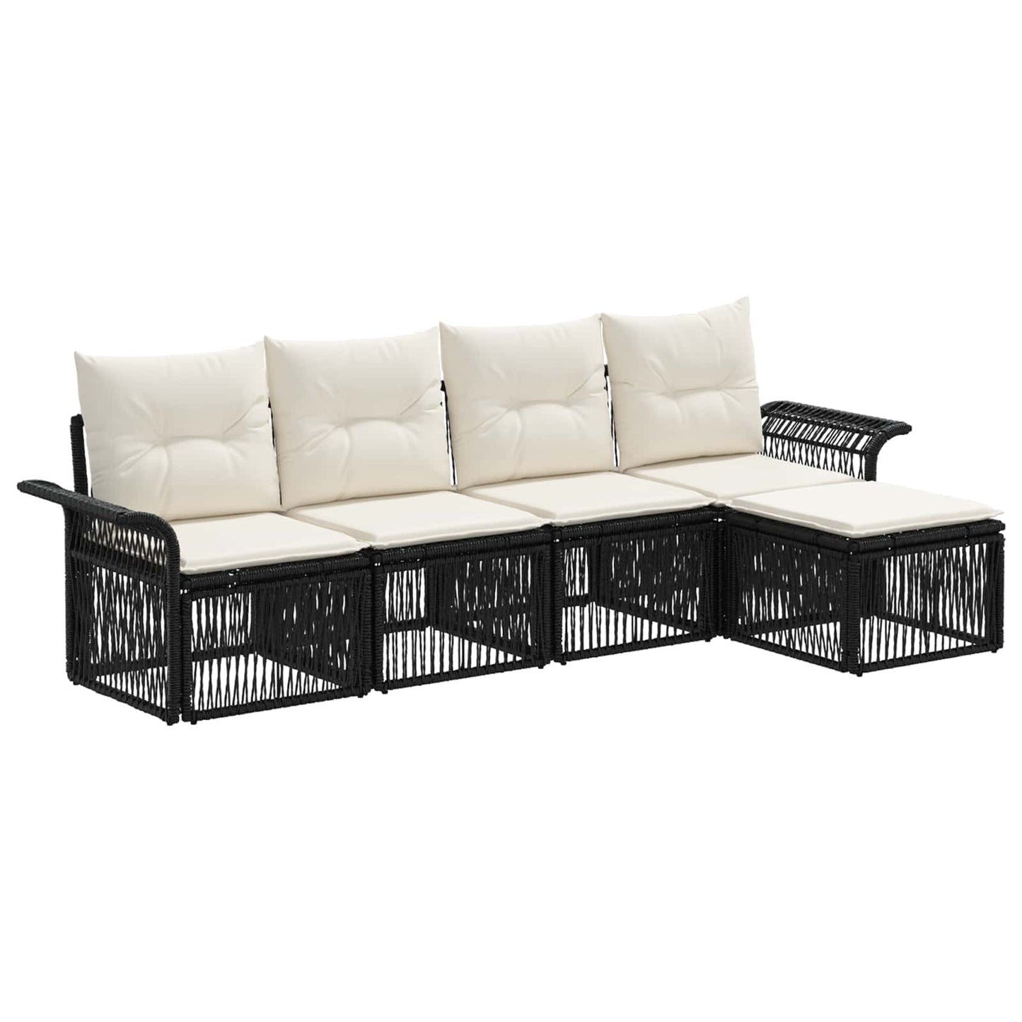 Tuinbankenset 5 pcs Zwart poly rattan is nu te koop bij PeponiXL, paradijselijk wonen!