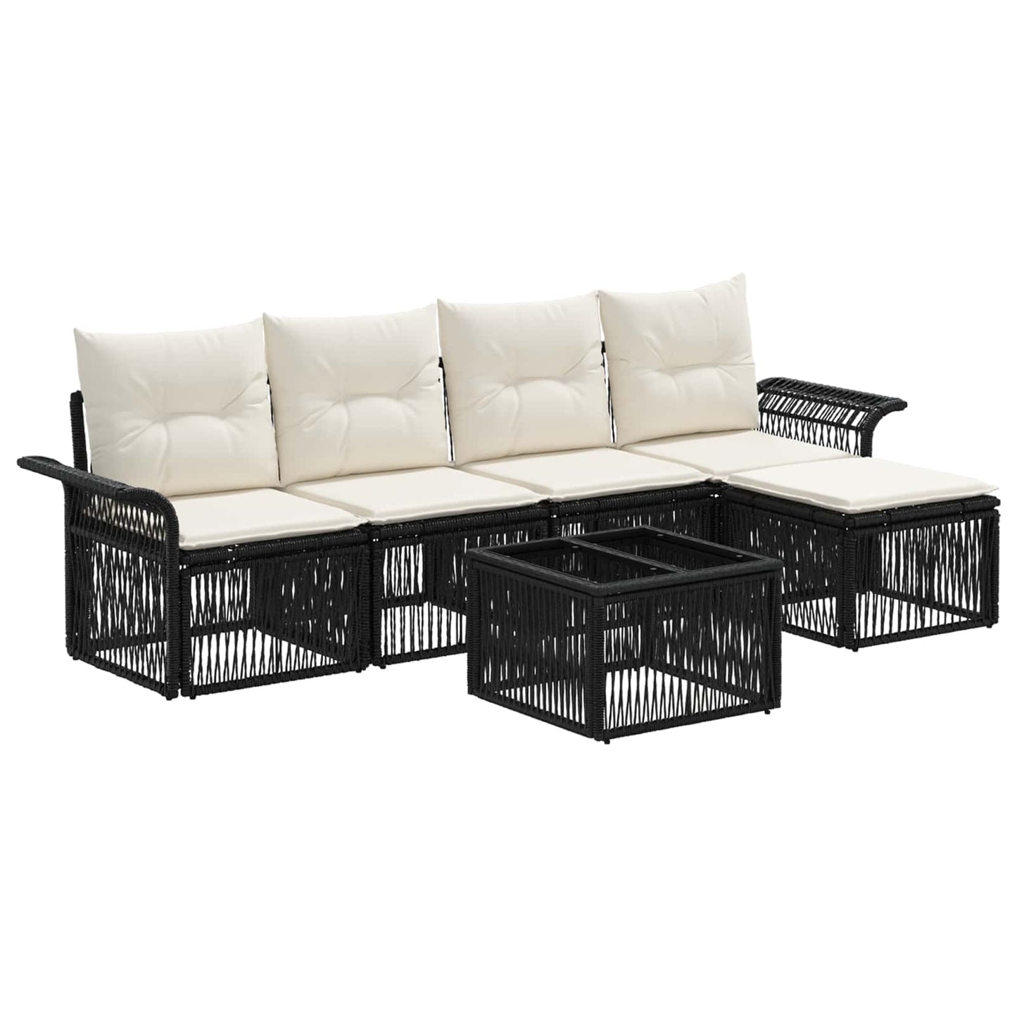 Tuinbankenset 6 pcs Zwart poly rattan is nu te koop bij PeponiXL, paradijselijk wonen!