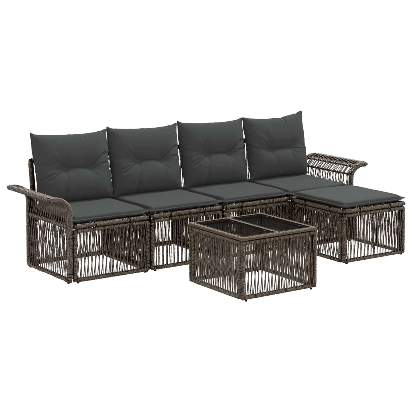 Tuinbankenset 6 pcs Grijs poly rattan is nu te koop bij PeponiXL, paradijselijk wonen!