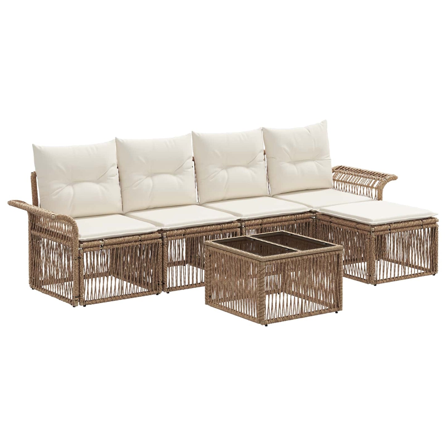 Tuinbankenset 6 pcs Beige poly rattan is nu te koop bij PeponiXL, paradijselijk wonen!