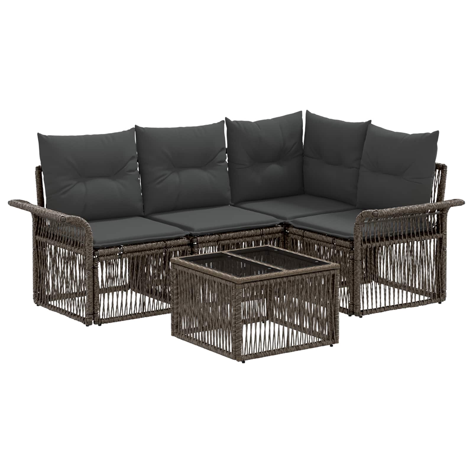 Tuinbankenset 5 pcs Grijs poly rattan is nu te koop bij PeponiXL, paradijselijk wonen!