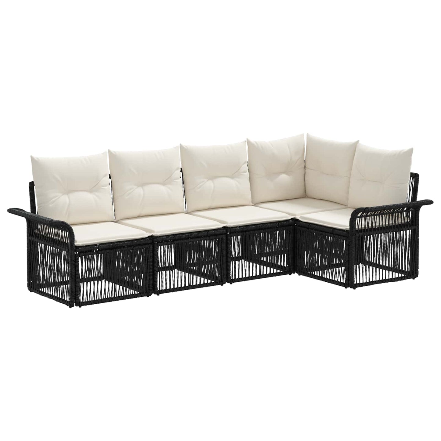 Tuinbankenset 5 pcs Zwart poly rattan is nu te koop bij PeponiXL, paradijselijk wonen!