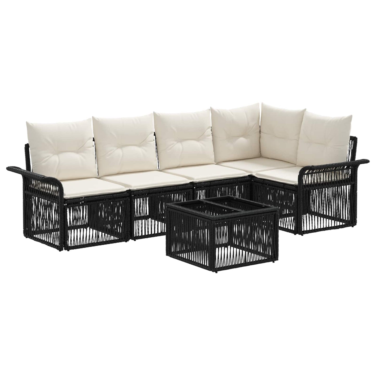 Tuinbankenset 6 pcs Zwart poly rattan is nu te koop bij PeponiXL, paradijselijk wonen!