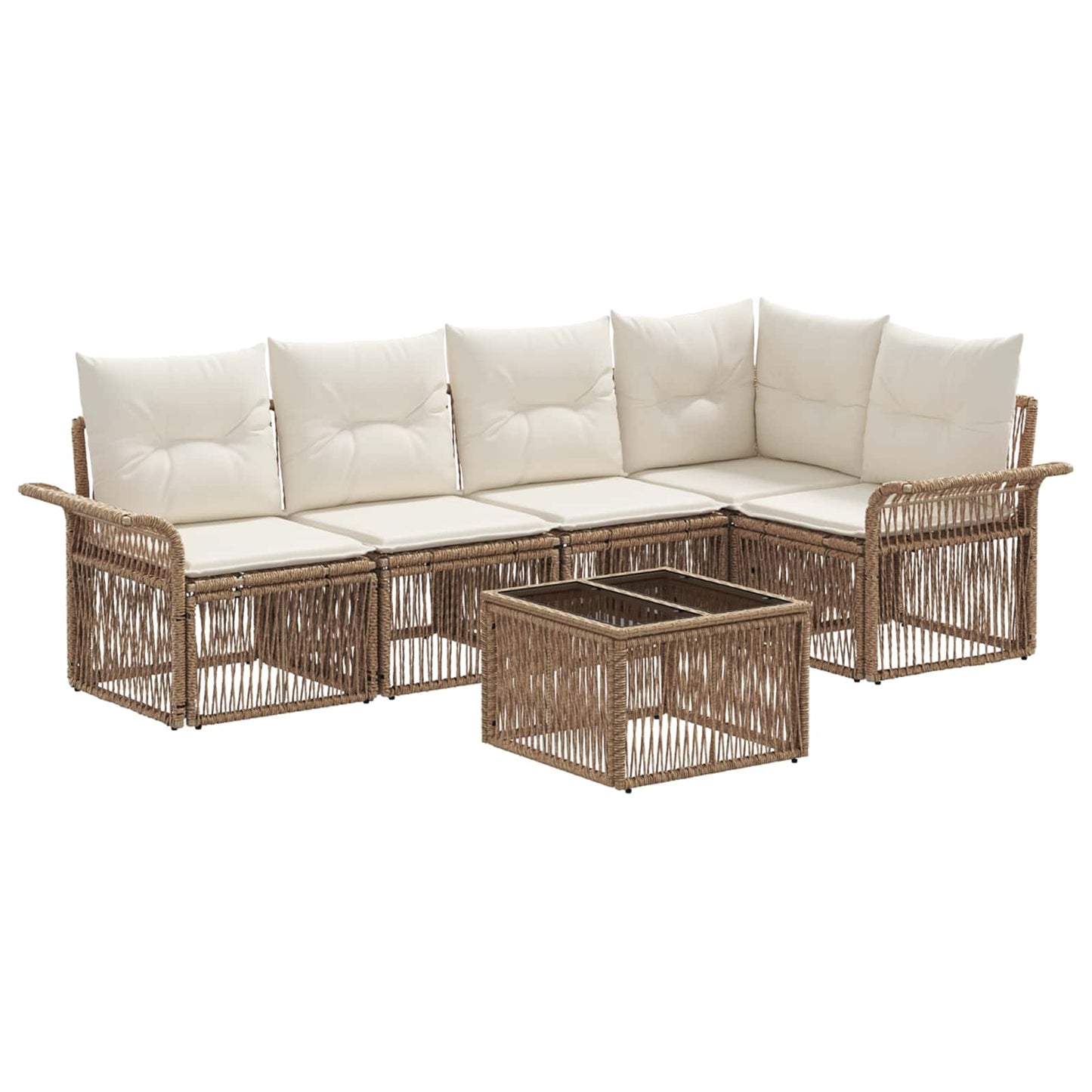 Tuinbankenset 6 pcs Beige poly rattan is nu te koop bij PeponiXL, paradijselijk wonen!