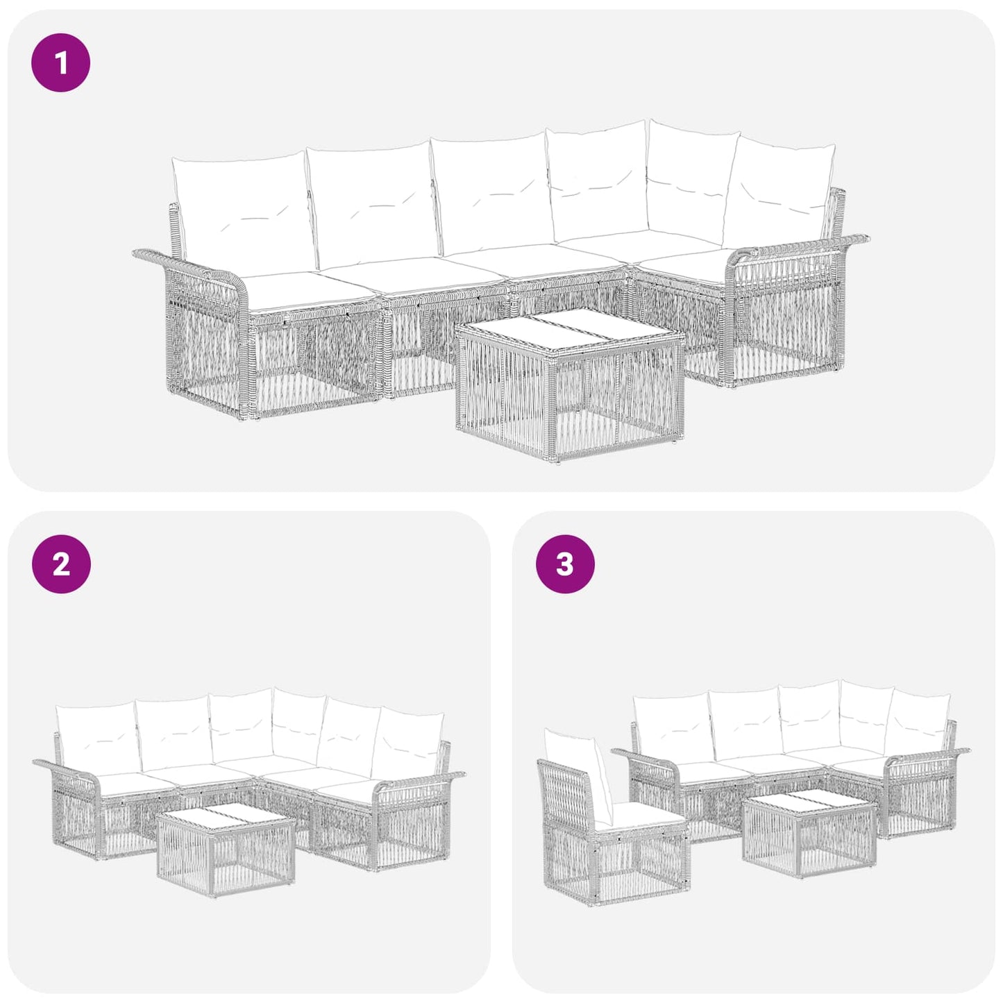 Tuinbankenset 6 pcs Beige poly rattan is nu te koop bij PeponiXL, paradijselijk wonen!