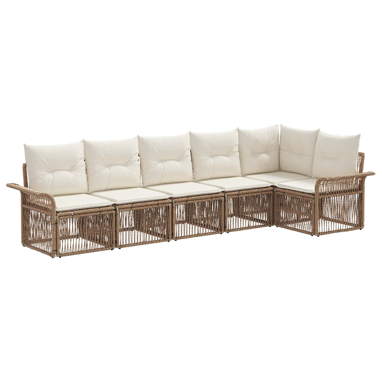 Tuinbankenset 6 pcs Beige poly rattan is nu te koop bij PeponiXL, paradijselijk wonen!