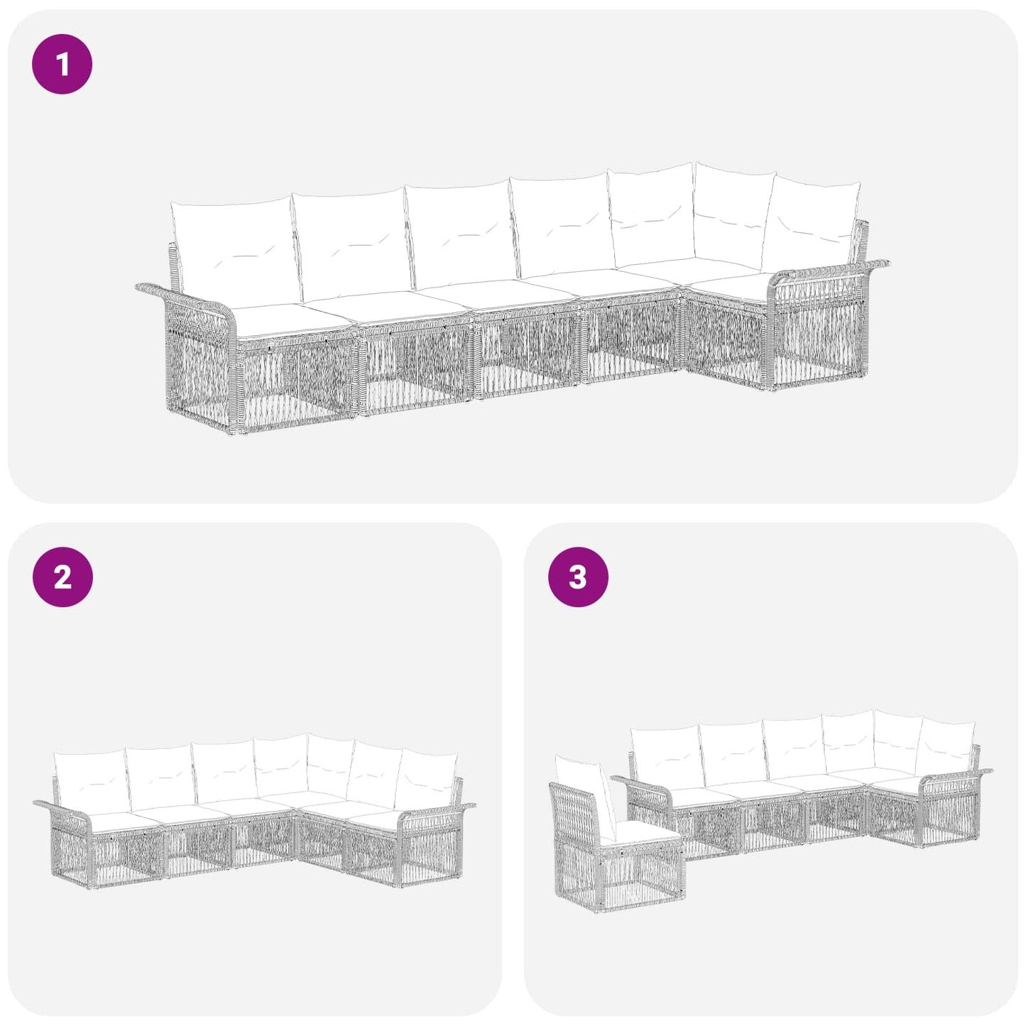 Tuinbankenset 6 pcs Beige poly rattan is nu te koop bij PeponiXL, paradijselijk wonen!