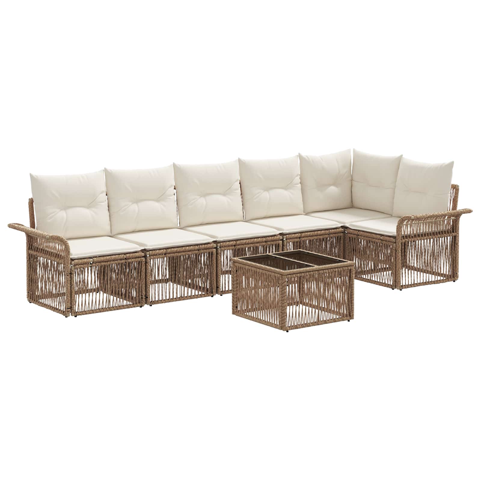 Tuinbankenset 7 pcs Beige poly rattan is nu te koop bij PeponiXL, paradijselijk wonen!
