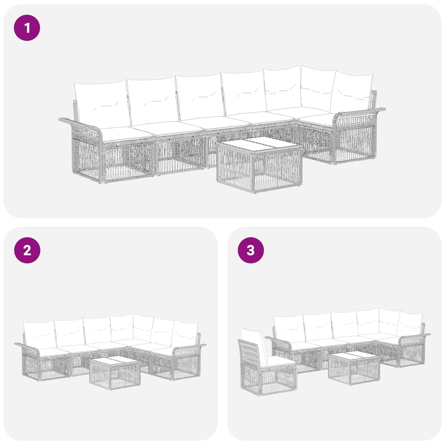 Tuinbankenset 7 pcs Beige poly rattan is nu te koop bij PeponiXL, paradijselijk wonen!