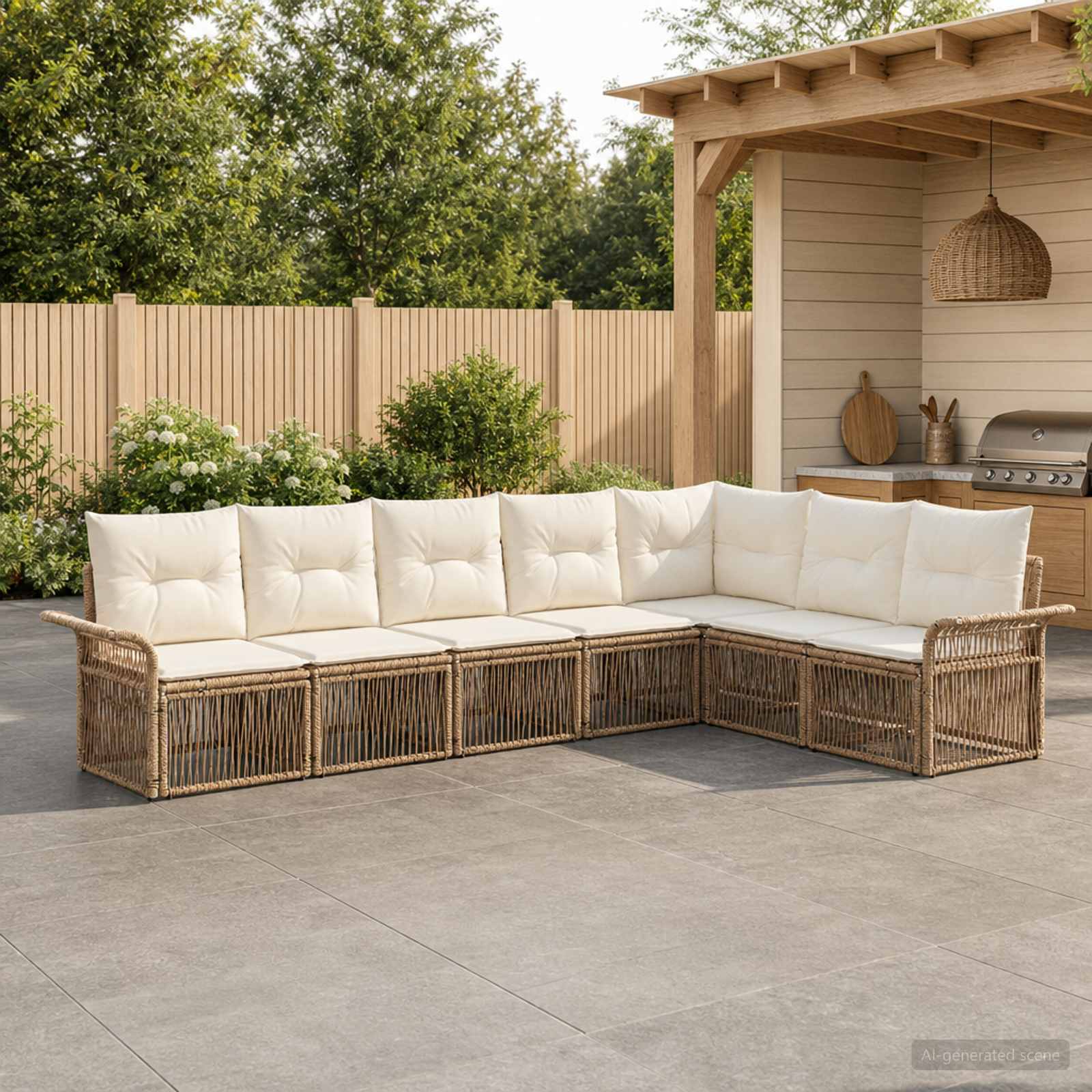Tuinbankenset 7 pcs Beige poly rattan is nu te koop bij PeponiXL, paradijselijk wonen!