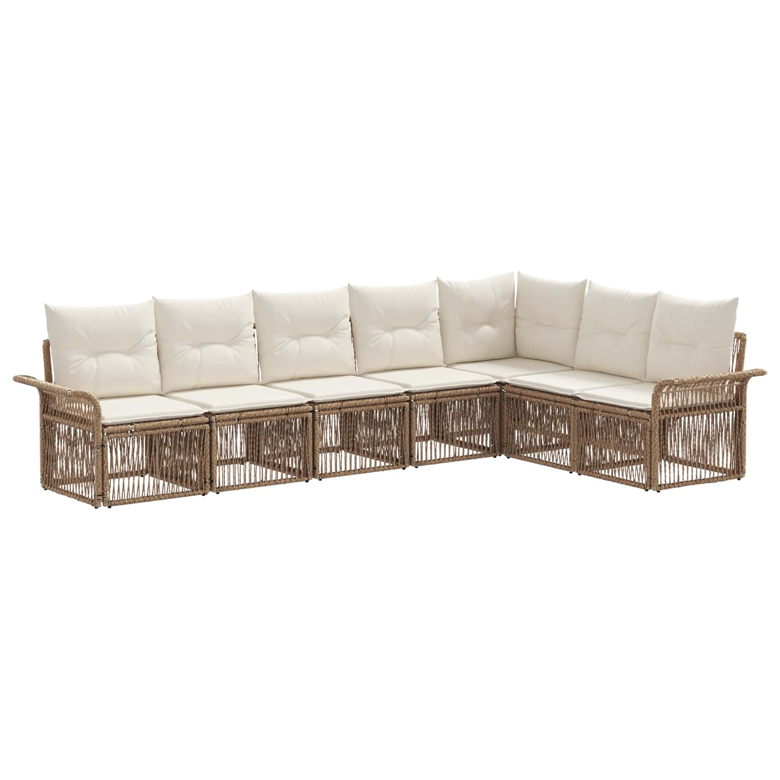 Tuinbankenset 7 pcs Beige poly rattan is nu te koop bij PeponiXL, paradijselijk wonen!