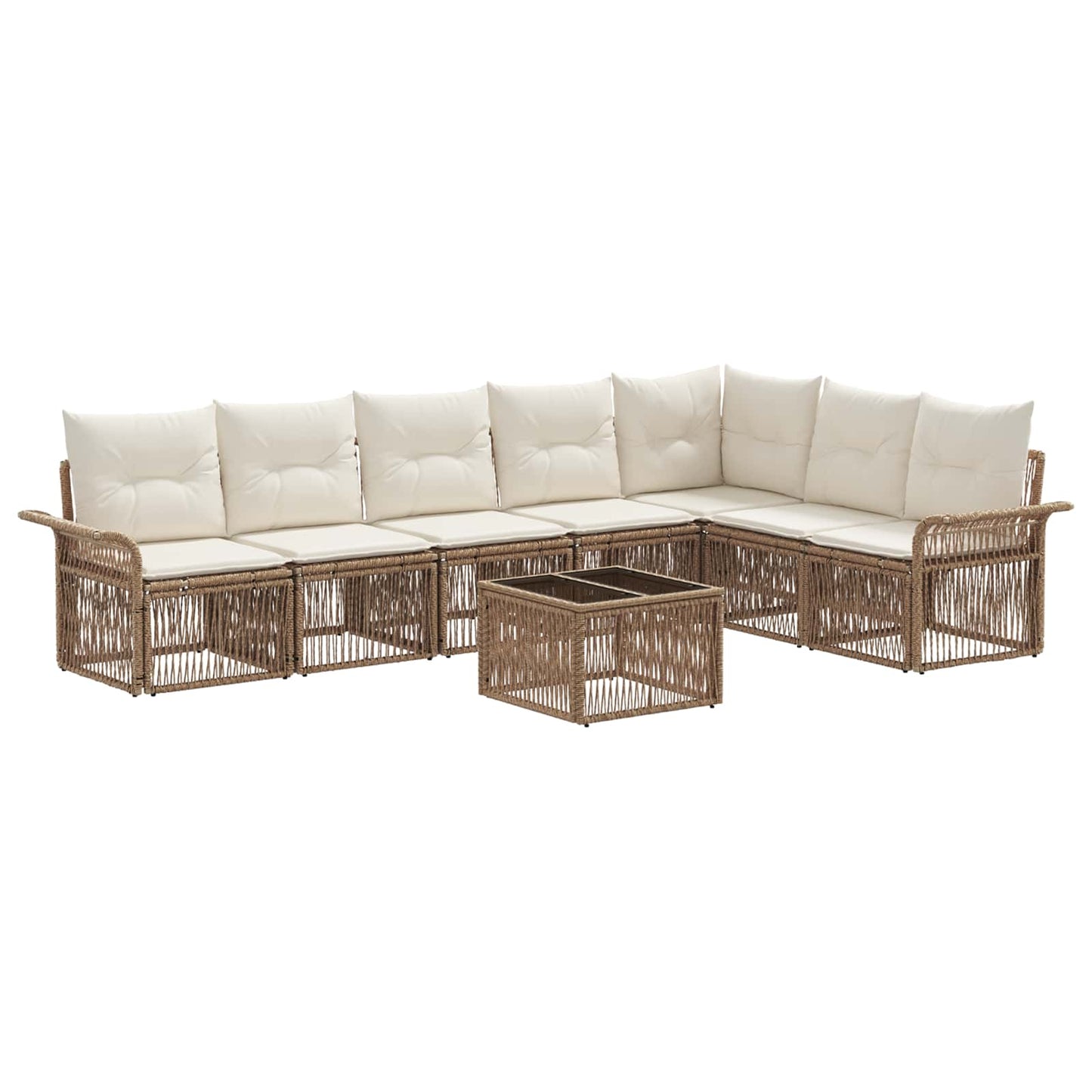 Tuinbankenset 8 pcs Beige poly rattan is nu te koop bij PeponiXL, paradijselijk wonen!