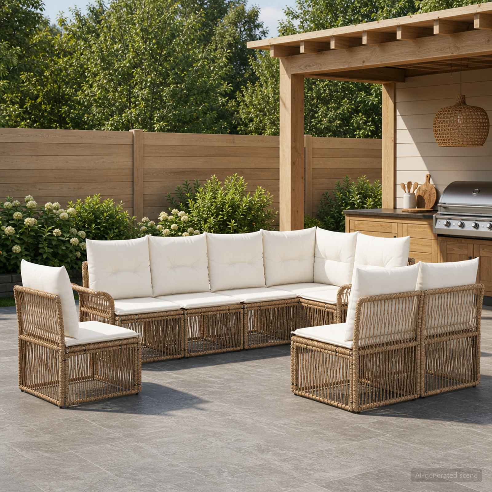 Tuinbankenset 8 pcs Beige poly rattan is nu te koop bij PeponiXL, paradijselijk wonen!