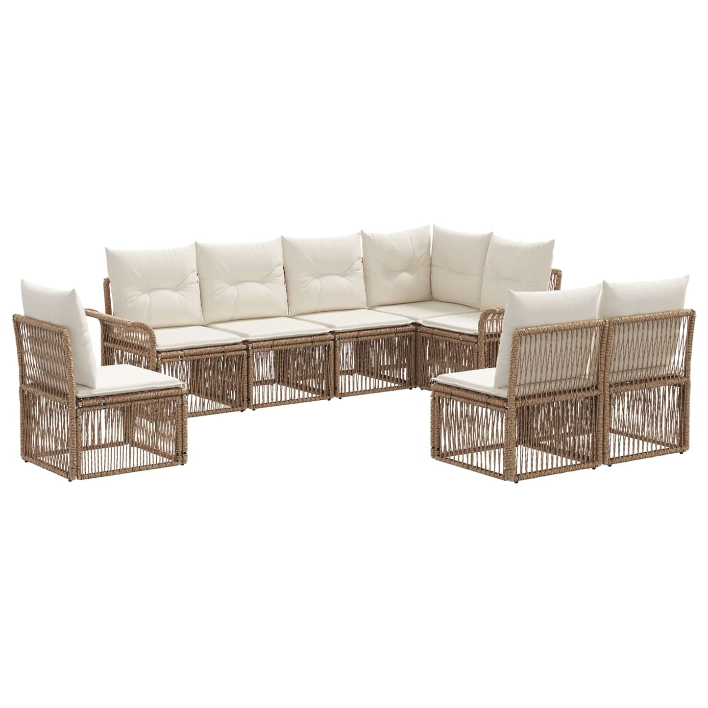 Tuinbankenset 8 pcs Beige poly rattan is nu te koop bij PeponiXL, paradijselijk wonen!