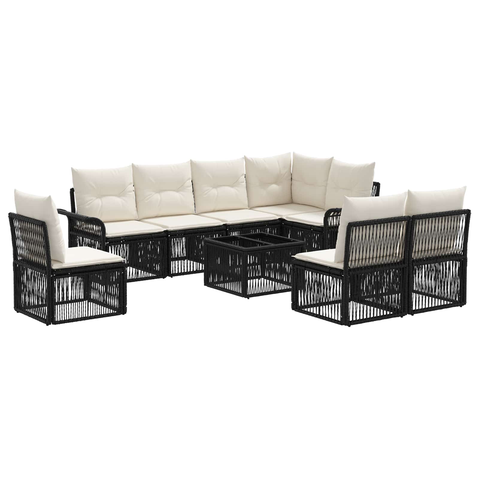 Tuinbankenset 9 pcs Zwart poly rattan is nu te koop bij PeponiXL, paradijselijk wonen!