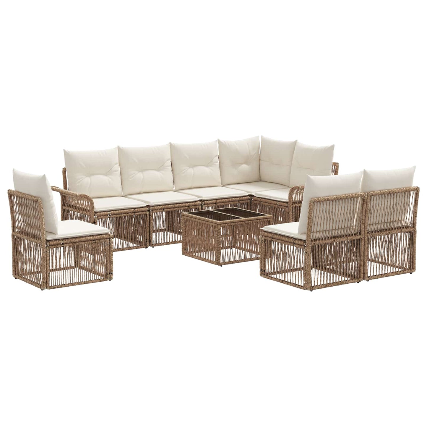 Tuinbankenset 9 pcs Beige poly rattan is nu te koop bij PeponiXL, paradijselijk wonen!