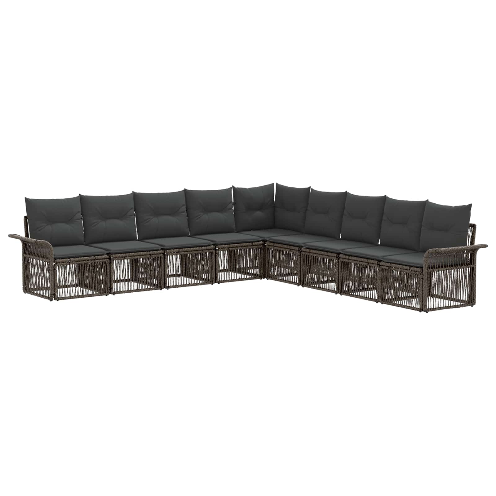 Tuinbankenset 9 pcs Grijs poly rattan is nu te koop bij PeponiXL, paradijselijk wonen!
