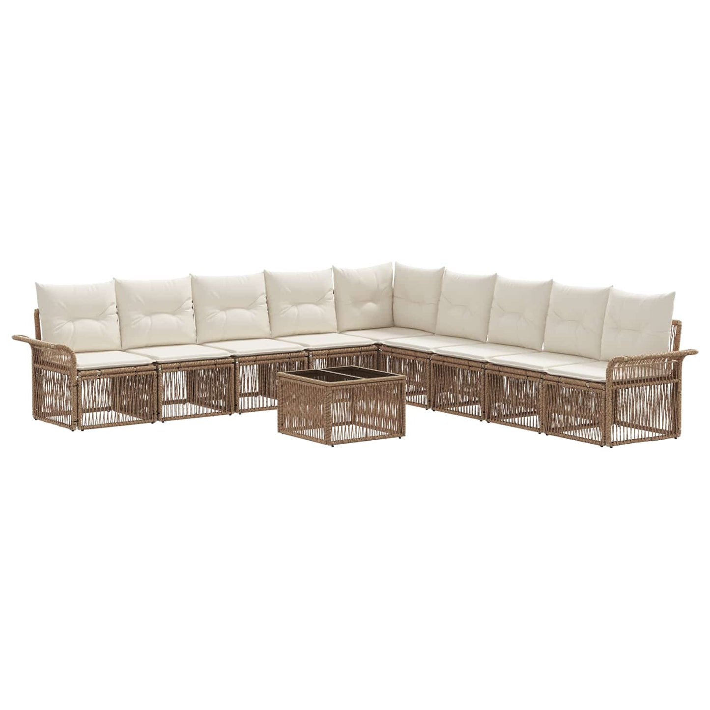 Tuinbankenset 10 pcs Beige poly rattan is nu te koop bij PeponiXL, paradijselijk wonen!
