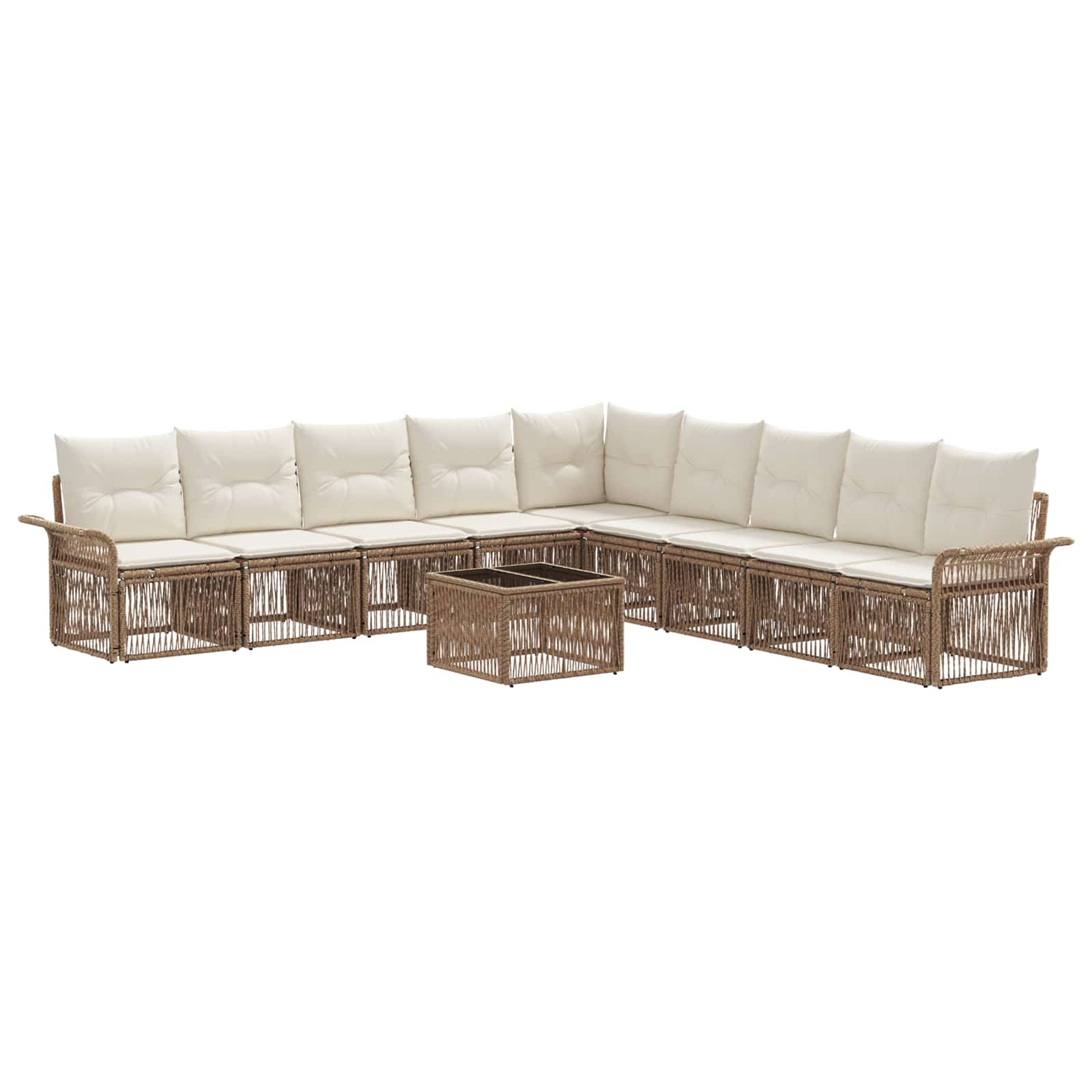 Tuinbankenset 10 pcs Beige poly rattan is nu te koop bij PeponiXL, paradijselijk wonen!