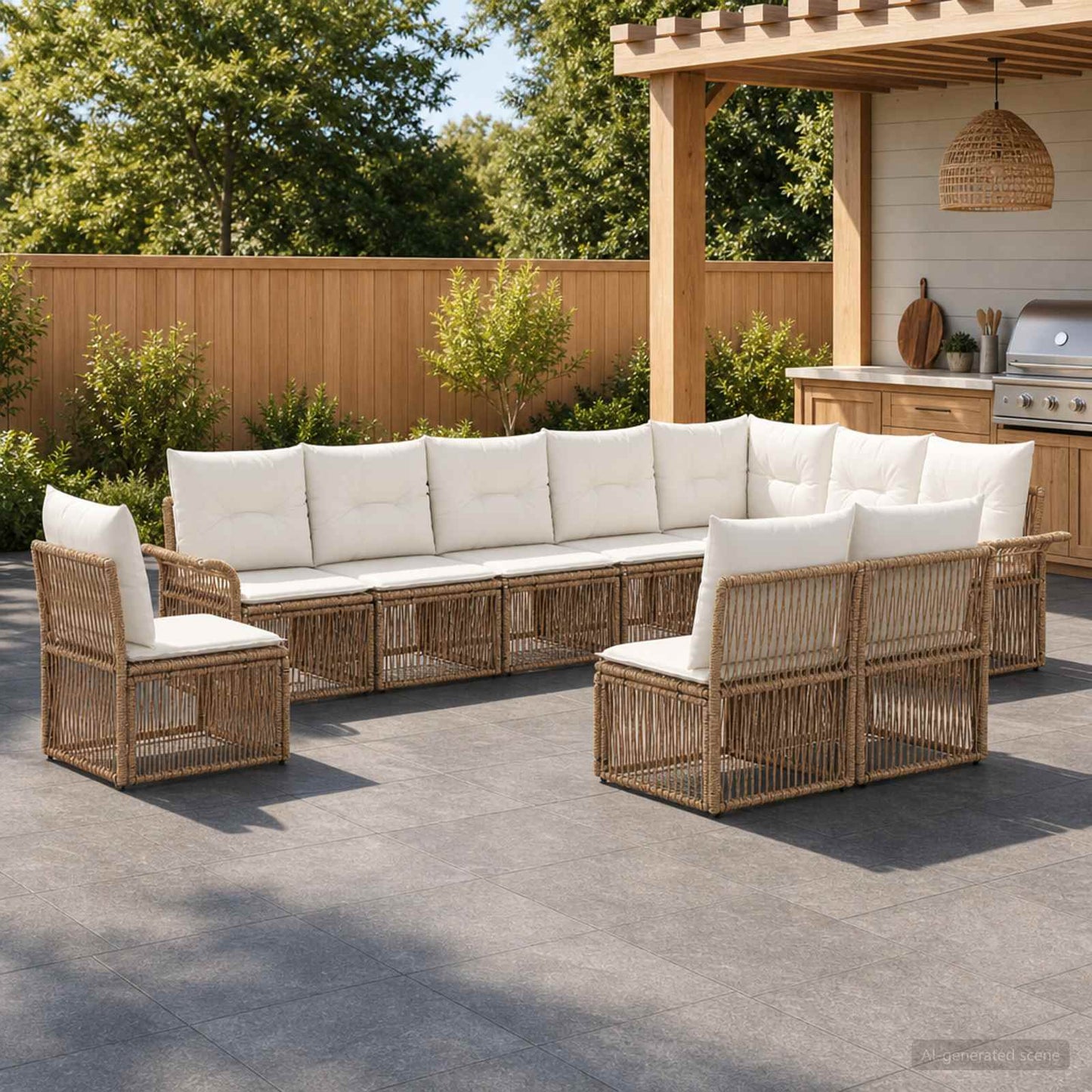Tuinbankenset 10 pcs Beige poly rattan is nu te koop bij PeponiXL, paradijselijk wonen!