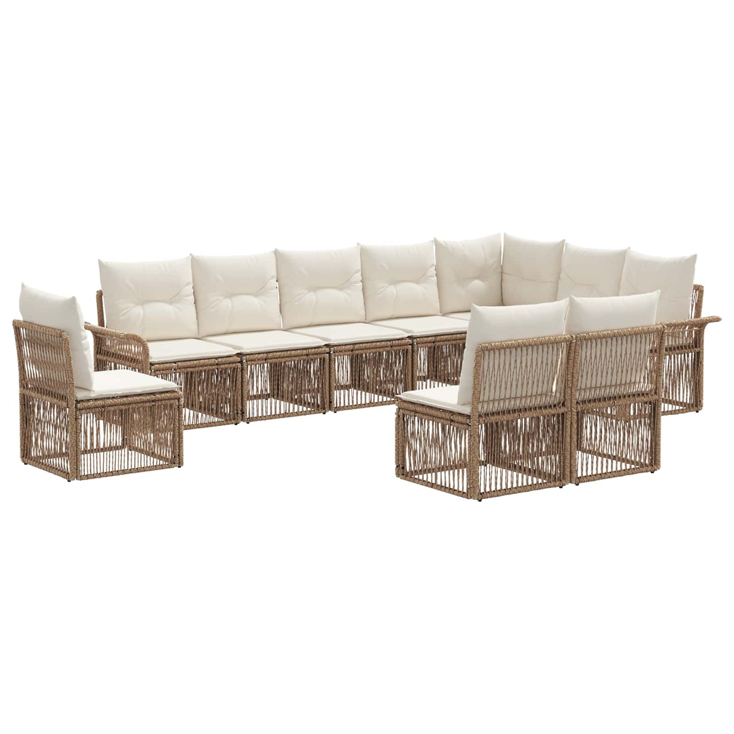 Tuinbankenset 10 pcs Beige poly rattan is nu te koop bij PeponiXL, paradijselijk wonen!