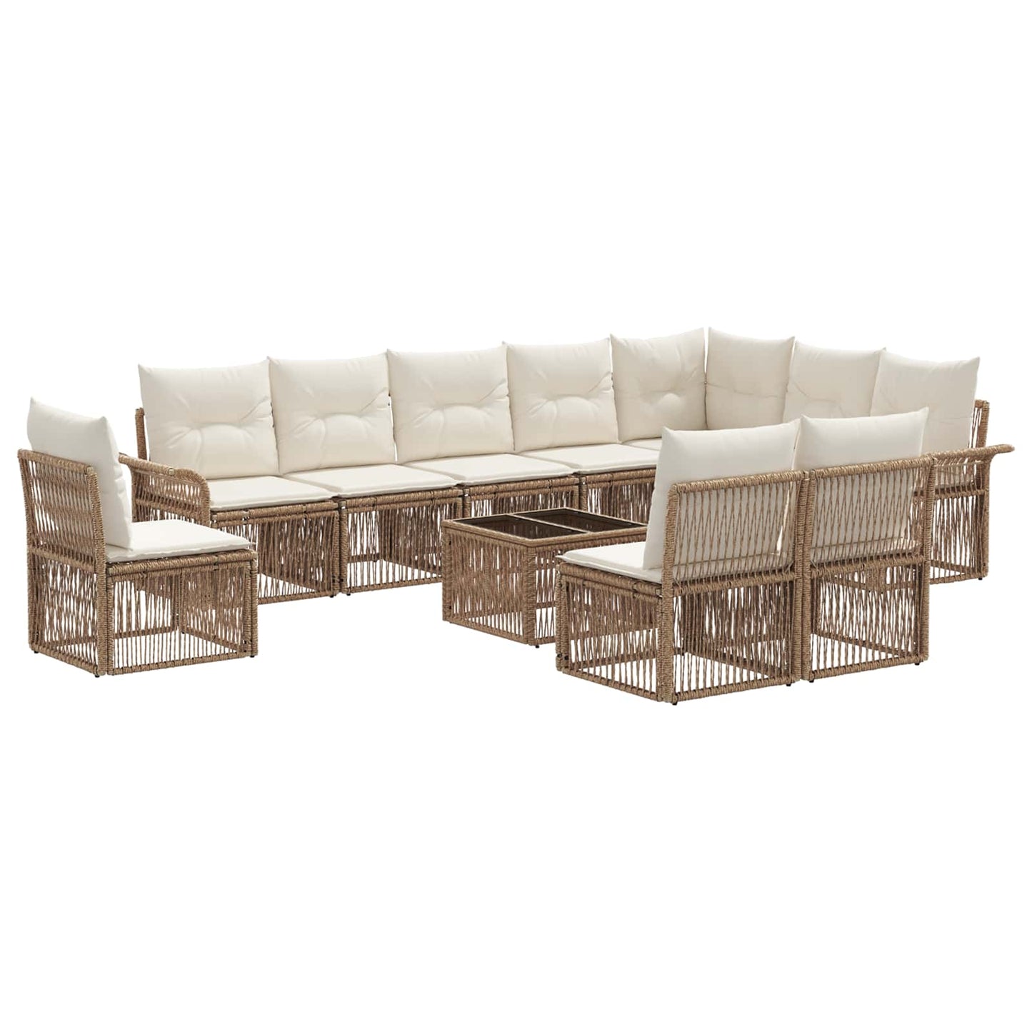 Tuinbankenset 11 pcs Beige poly rattan is nu te koop bij PeponiXL, paradijselijk wonen!