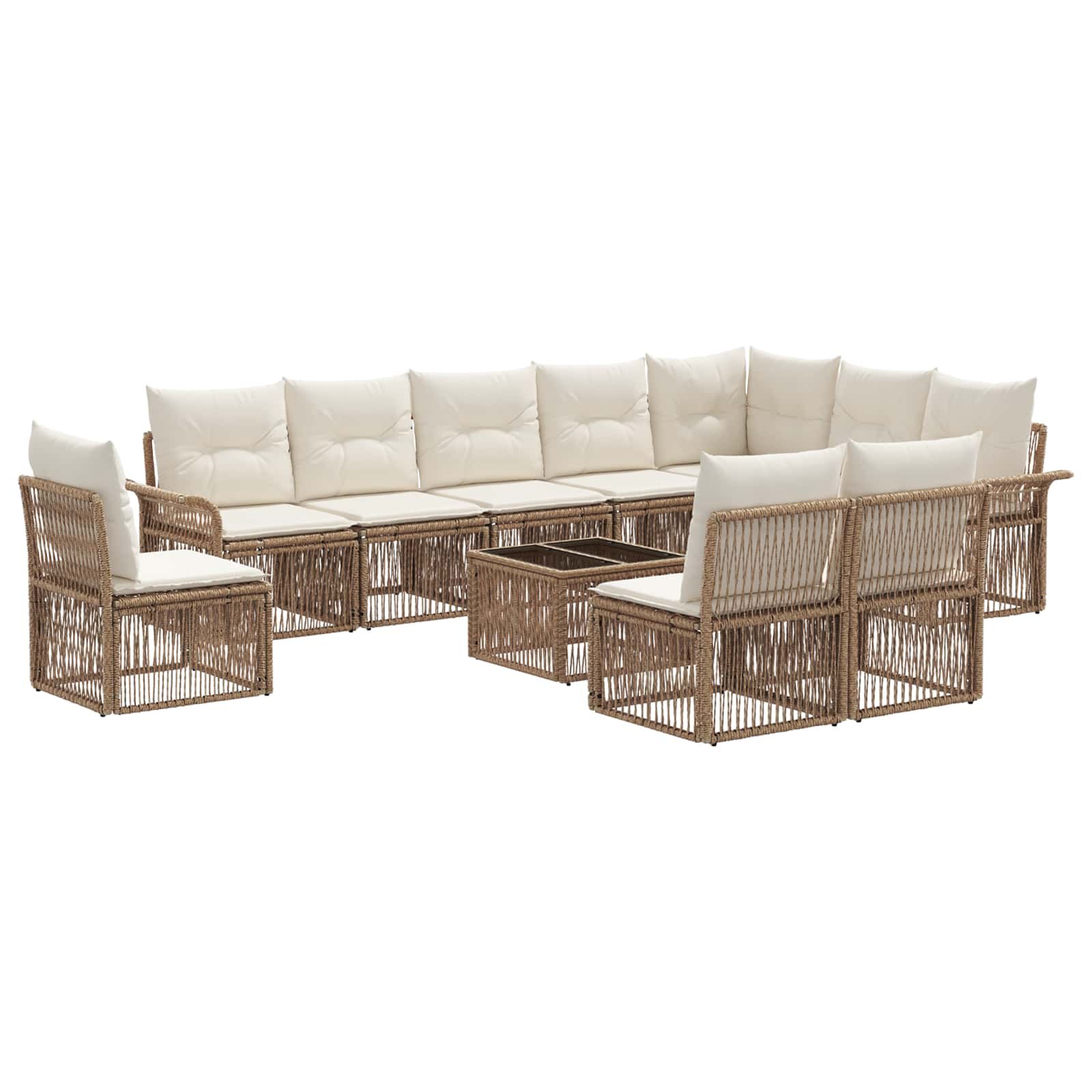 Tuinbankenset 11 pcs Beige poly rattan is nu te koop bij PeponiXL, paradijselijk wonen!