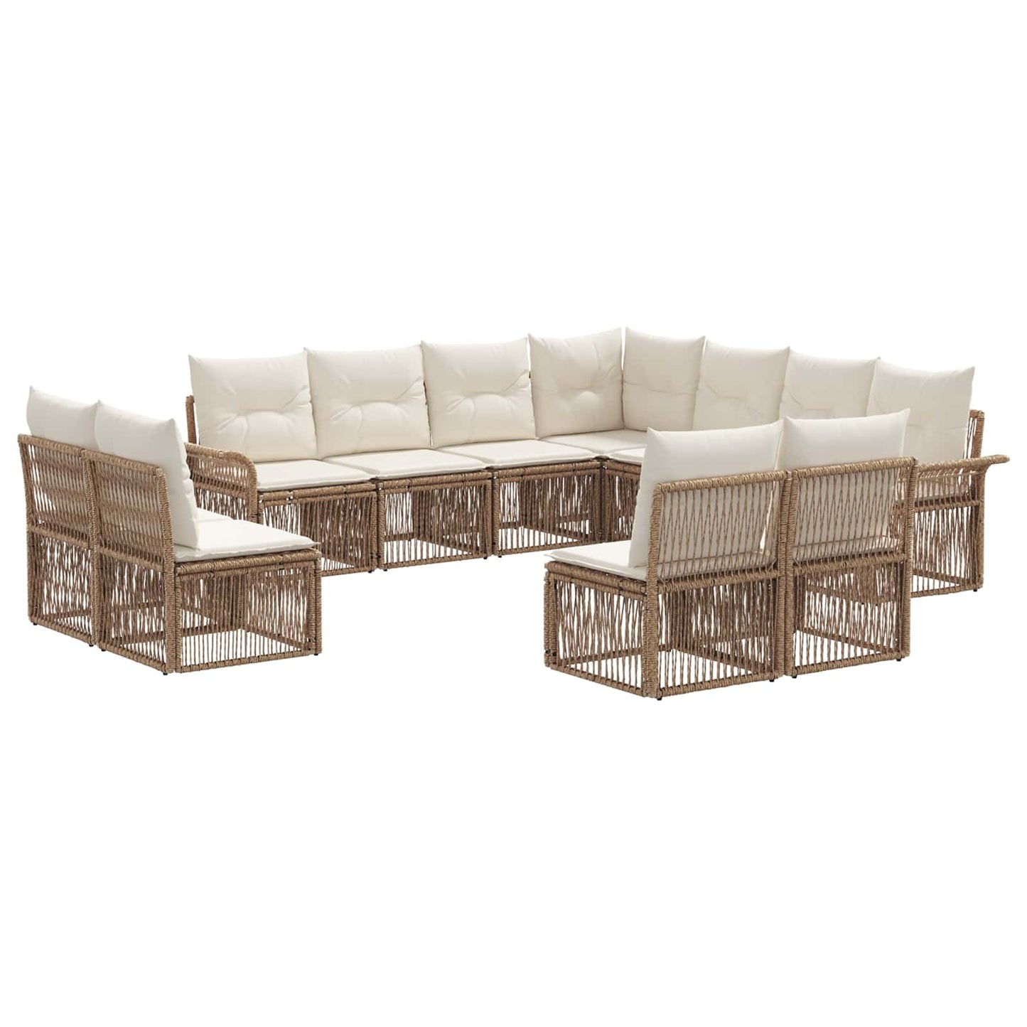 Tuinbankenset 11 pcs Beige poly rattan is nu te koop bij PeponiXL, paradijselijk wonen!