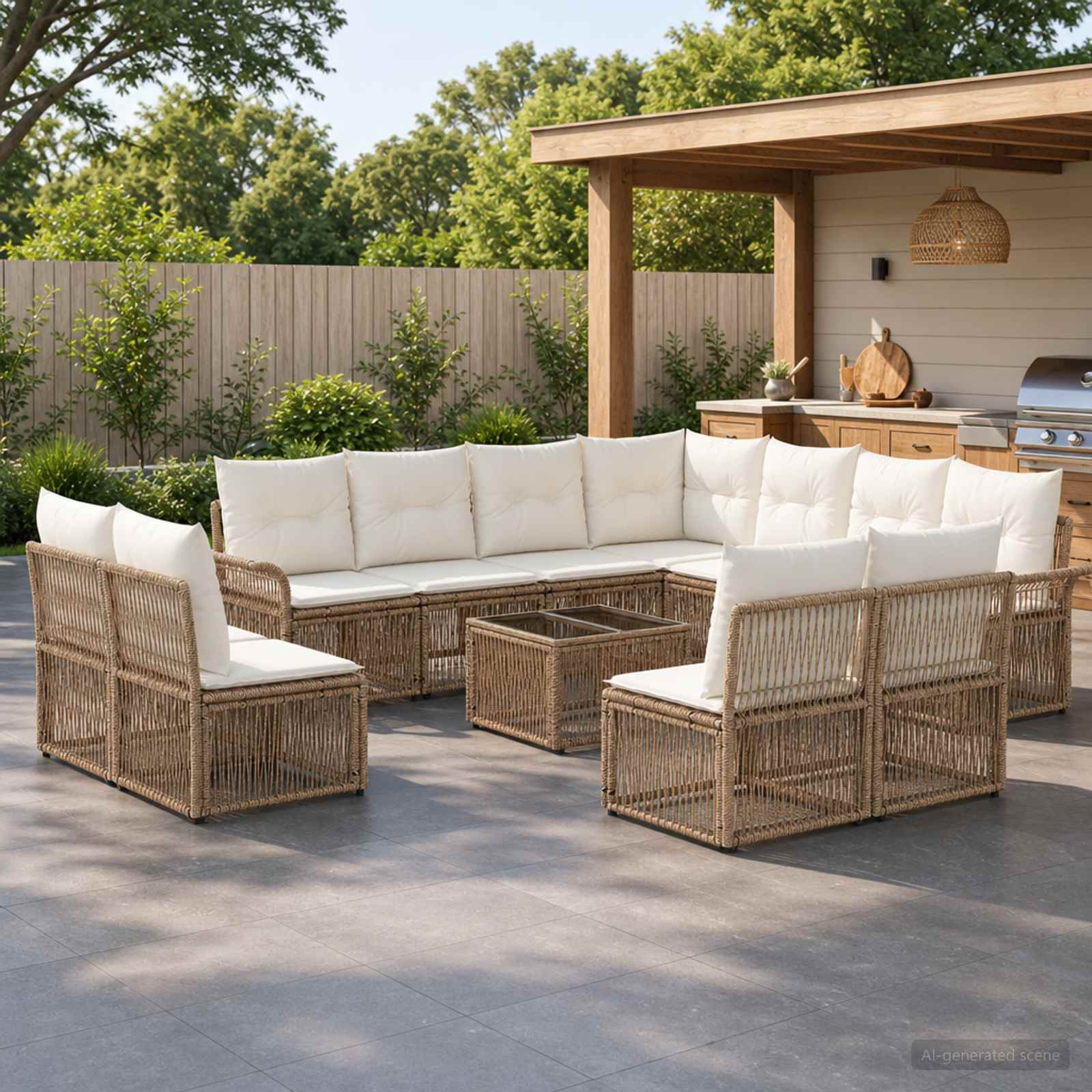 Tuinbankenset 12 pcs Beige poly rattan is nu te koop bij PeponiXL, paradijselijk wonen!