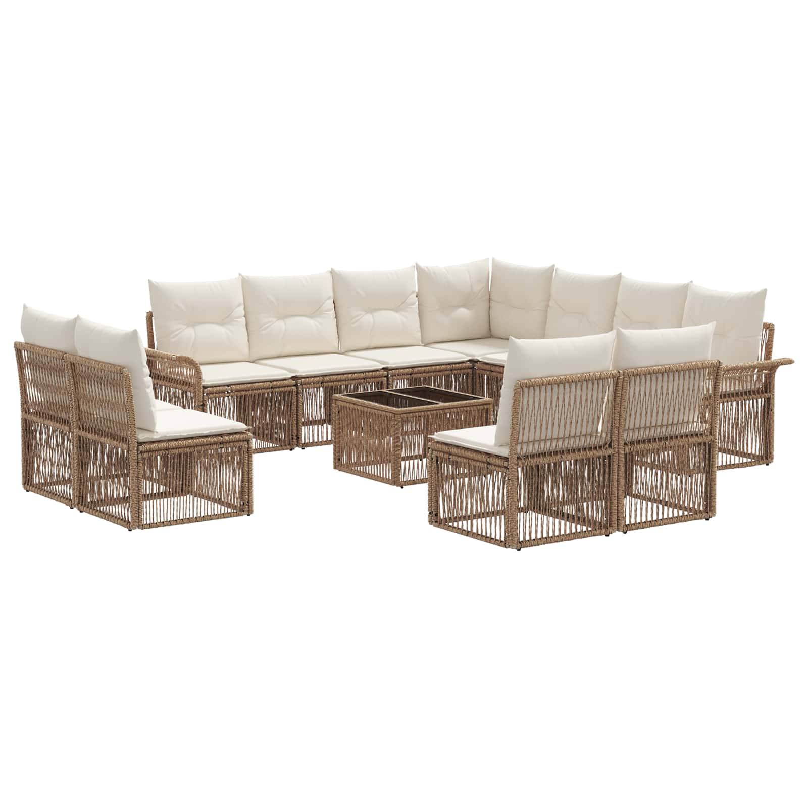 Tuinbankenset 12 pcs Beige poly rattan is nu te koop bij PeponiXL, paradijselijk wonen!