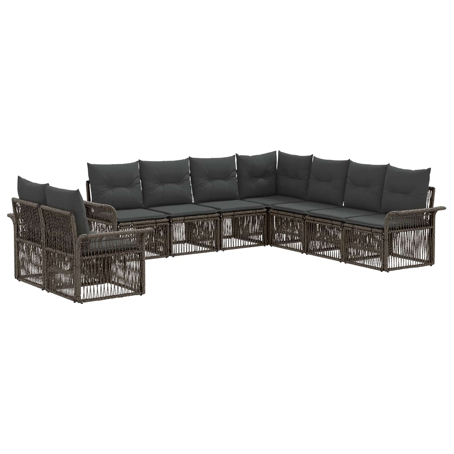 Tuinbankenset 9 pcs Grijs poly rattan is nu te koop bij PeponiXL, paradijselijk wonen!