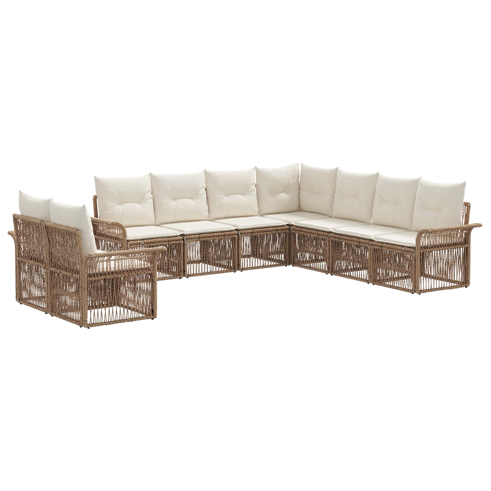 Tuinbankenset 9 pcs Beige poly rattan is nu te koop bij PeponiXL, paradijselijk wonen!