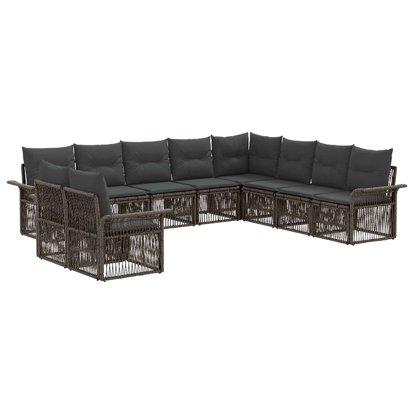 Tuinbankenset 10 pcs Grijs poly rattan is nu te koop bij PeponiXL, paradijselijk wonen!