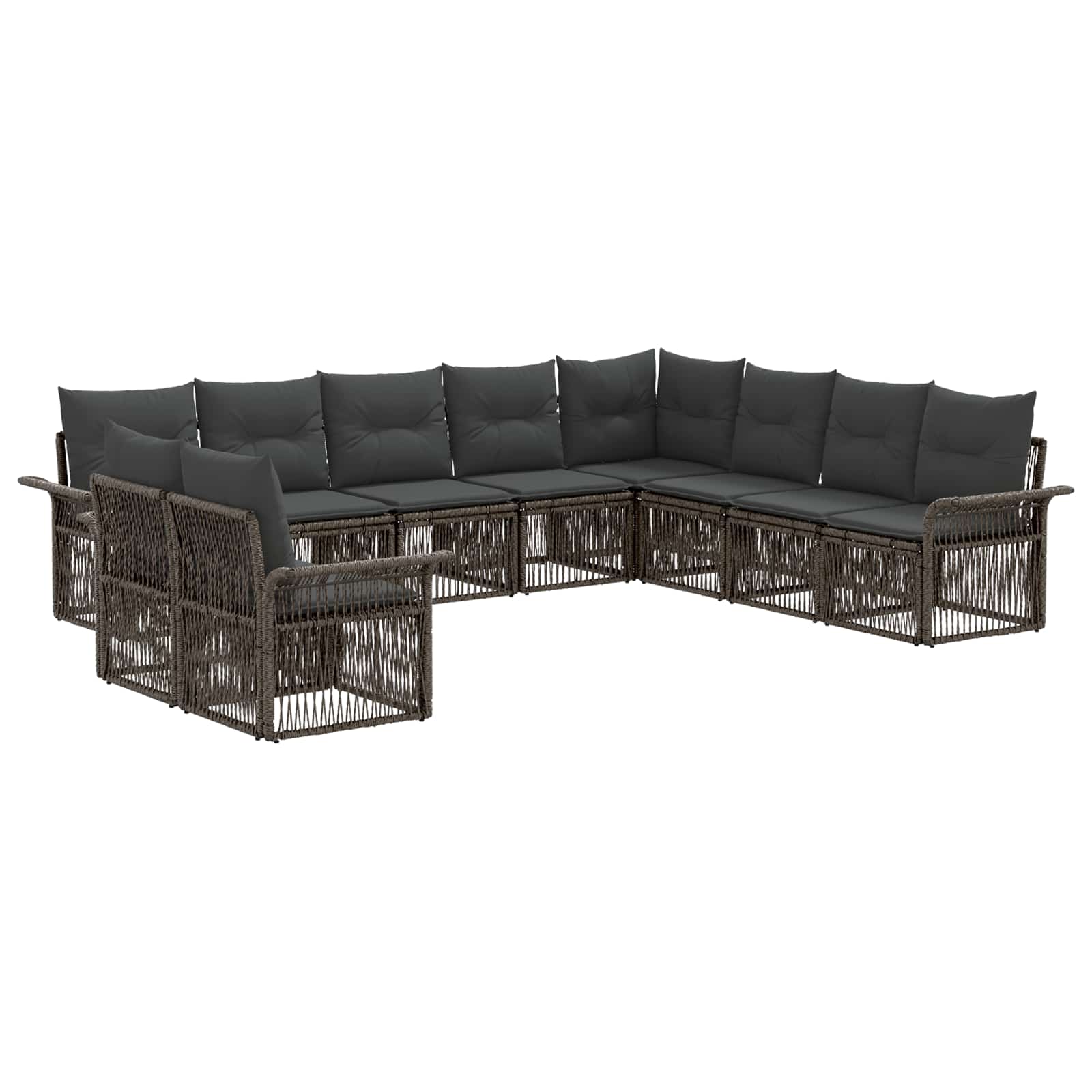 Tuinbankenset 10 pcs Grijs poly rattan is nu te koop bij PeponiXL, paradijselijk wonen!