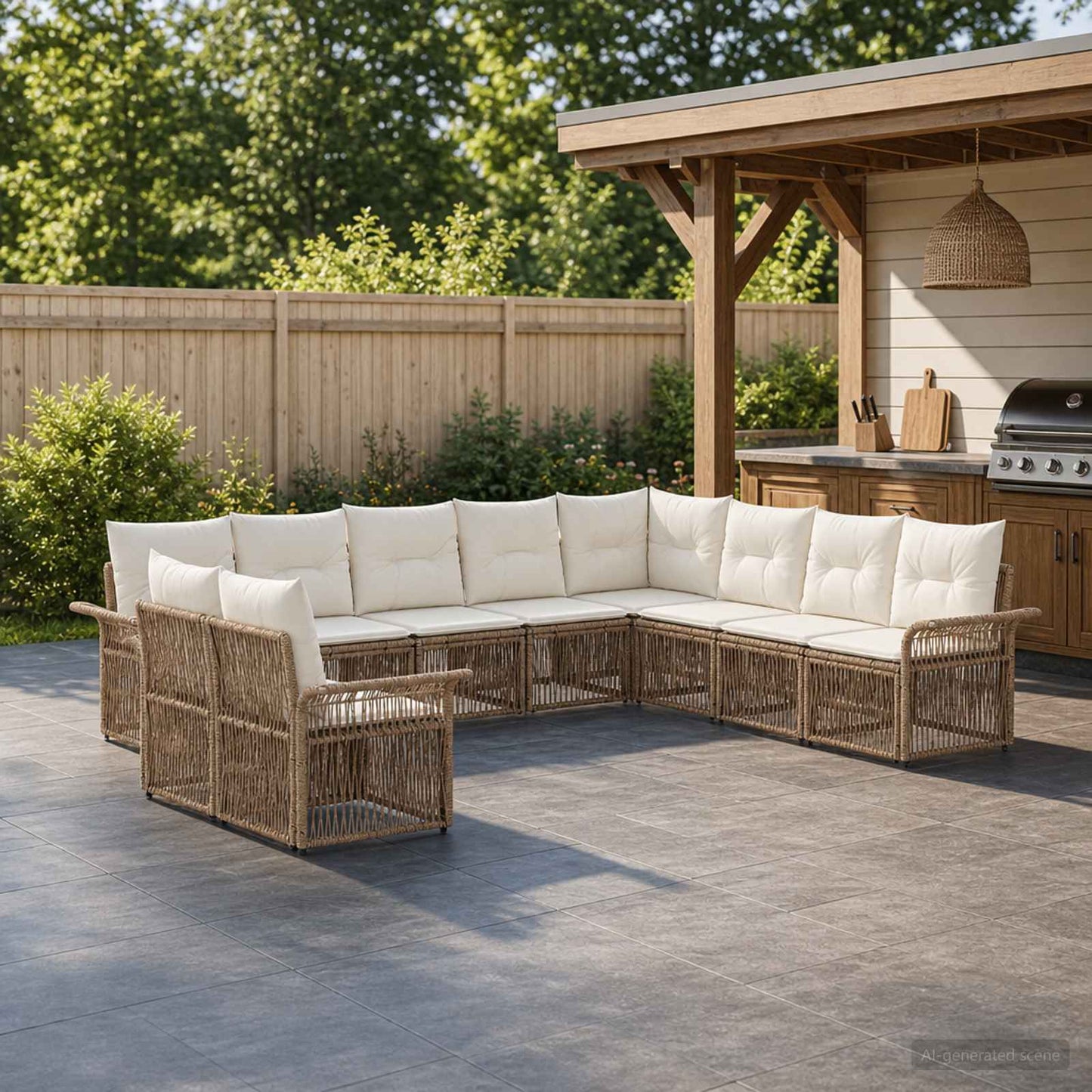 Tuinbankenset 10 pcs Beige poly rattan is nu te koop bij PeponiXL, paradijselijk wonen!