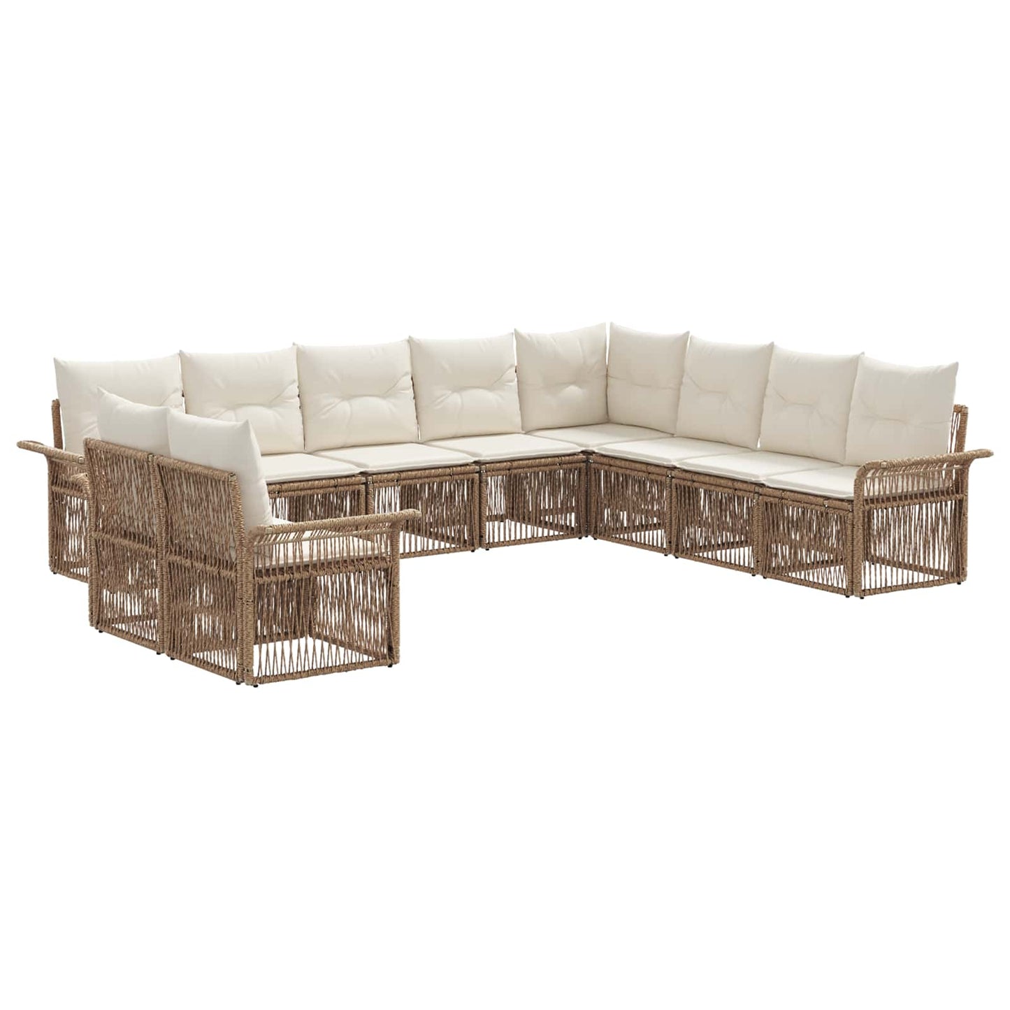 Tuinbankenset 10 pcs Beige poly rattan is nu te koop bij PeponiXL, paradijselijk wonen!