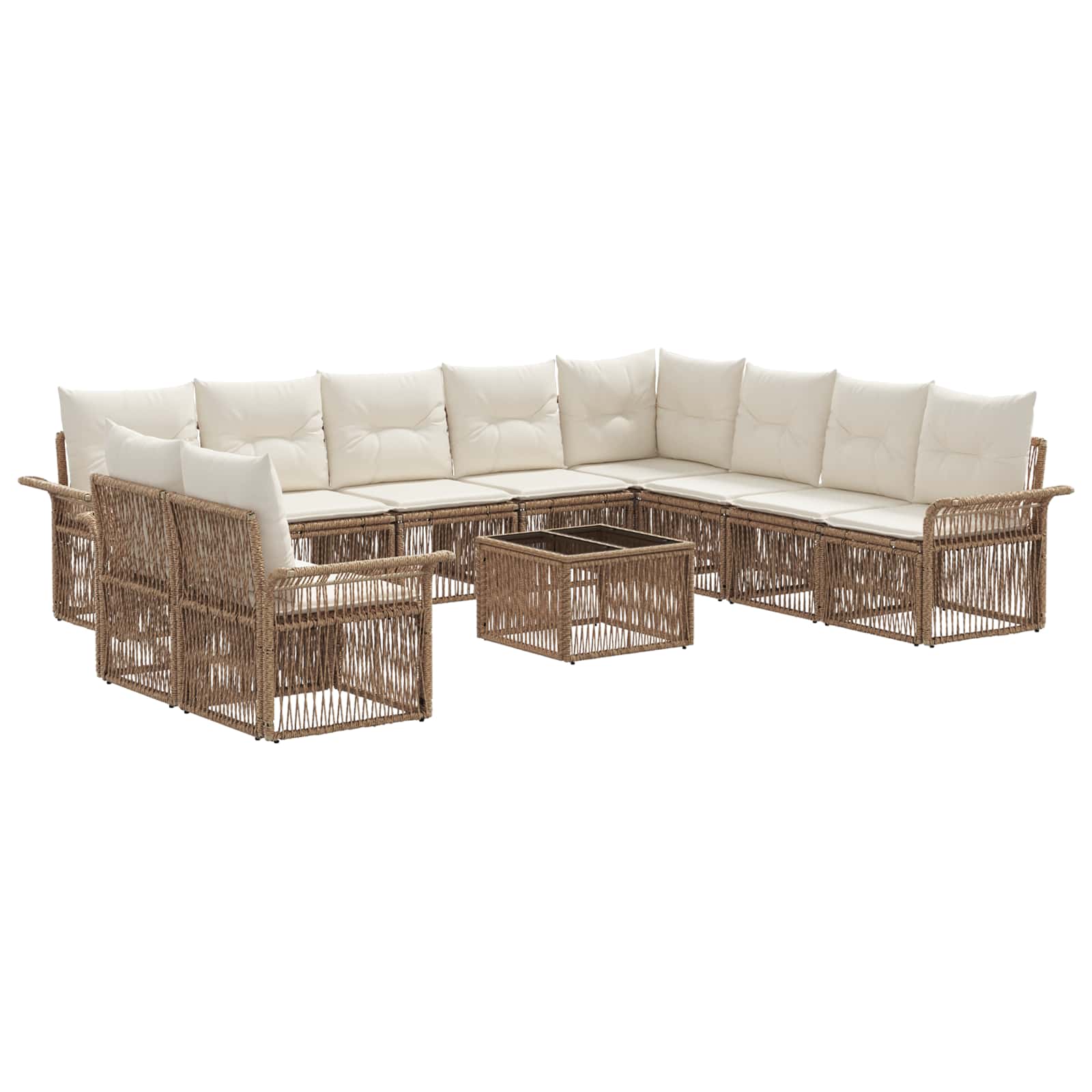 Tuinbankenset 11 pcs Beige poly rattan is nu te koop bij PeponiXL, paradijselijk wonen!