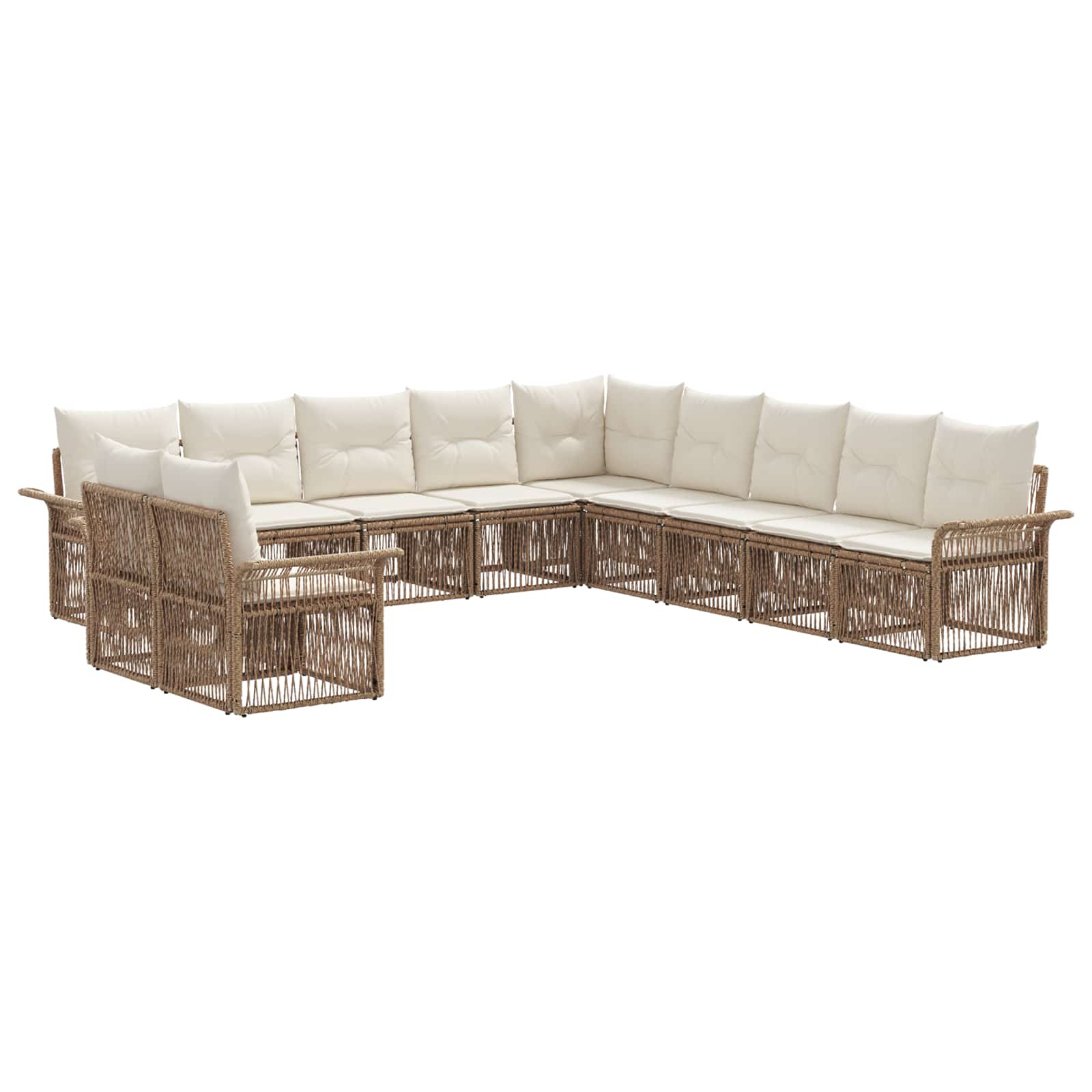 Tuinbankenset 11 pcs Beige poly rattan is nu te koop bij PeponiXL, paradijselijk wonen!