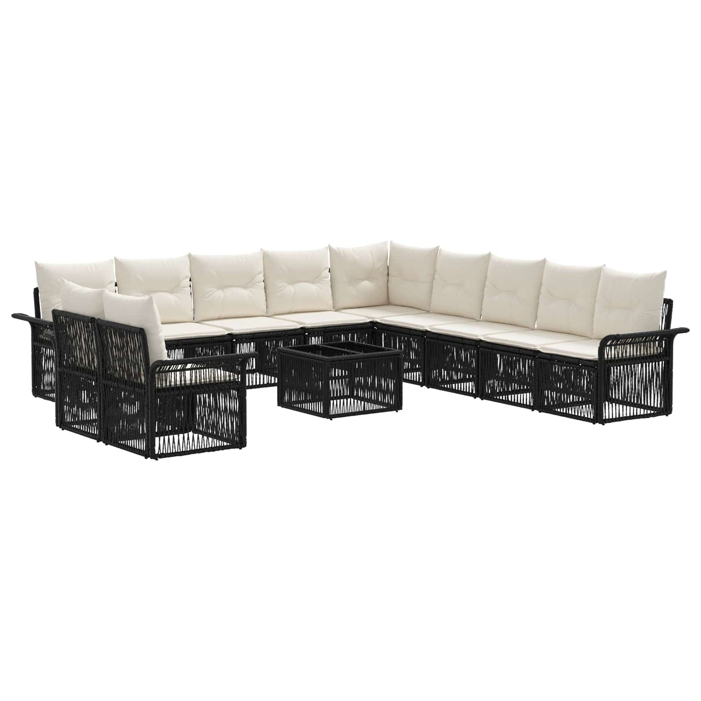 Tuinbankenset 12 pcs Zwart poly rattan is nu te koop bij PeponiXL, paradijselijk wonen!