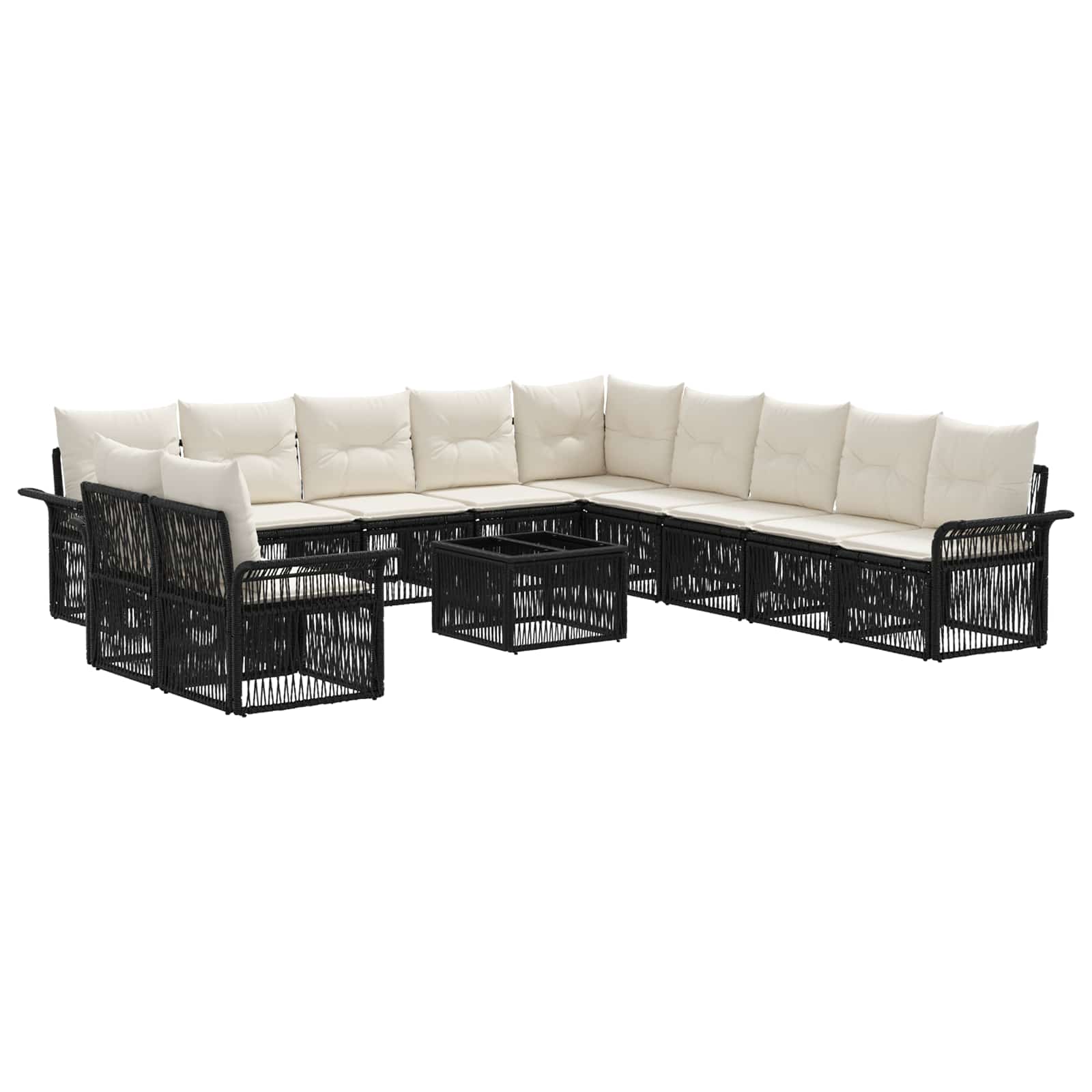 Tuinbankenset 12 pcs Zwart poly rattan is nu te koop bij PeponiXL, paradijselijk wonen!