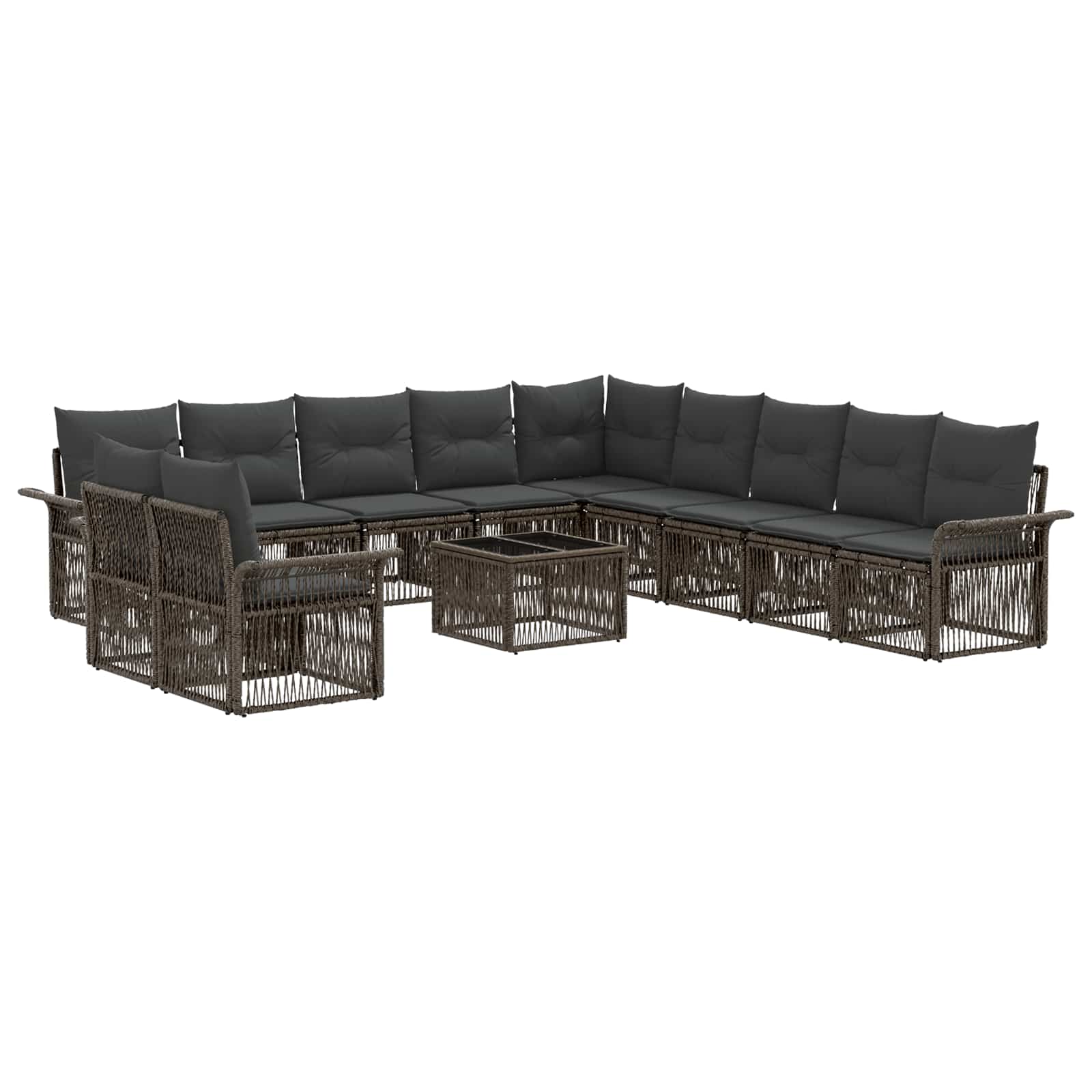 Tuinbankenset 12 pcs Grijs poly rattan is nu te koop bij PeponiXL, paradijselijk wonen!