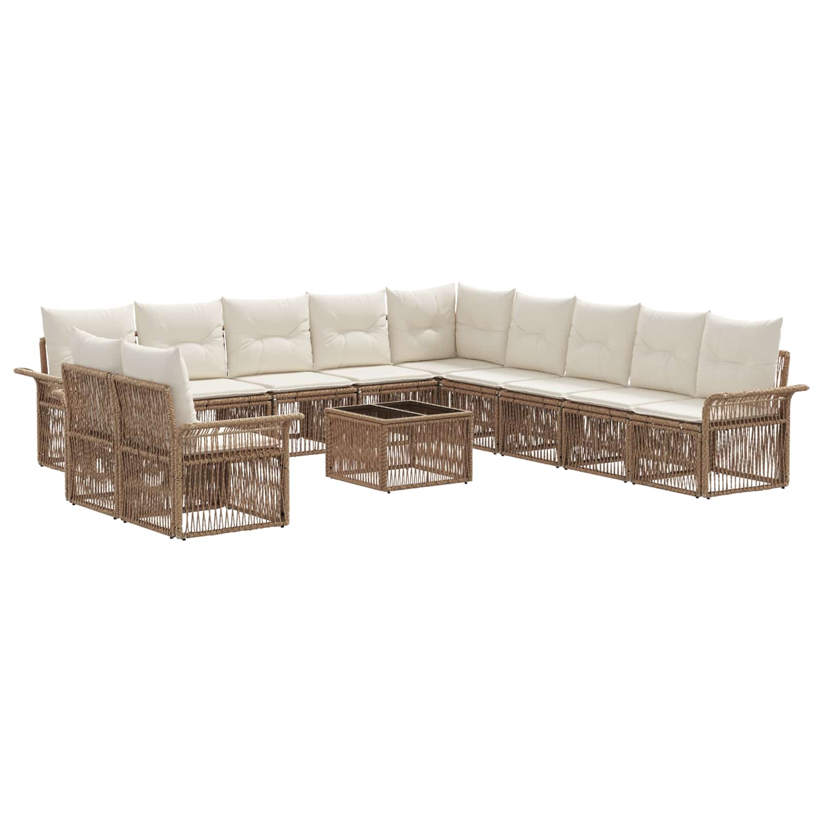 Tuinbankenset 12 pcs Beige poly rattan is nu te koop bij PeponiXL, paradijselijk wonen!