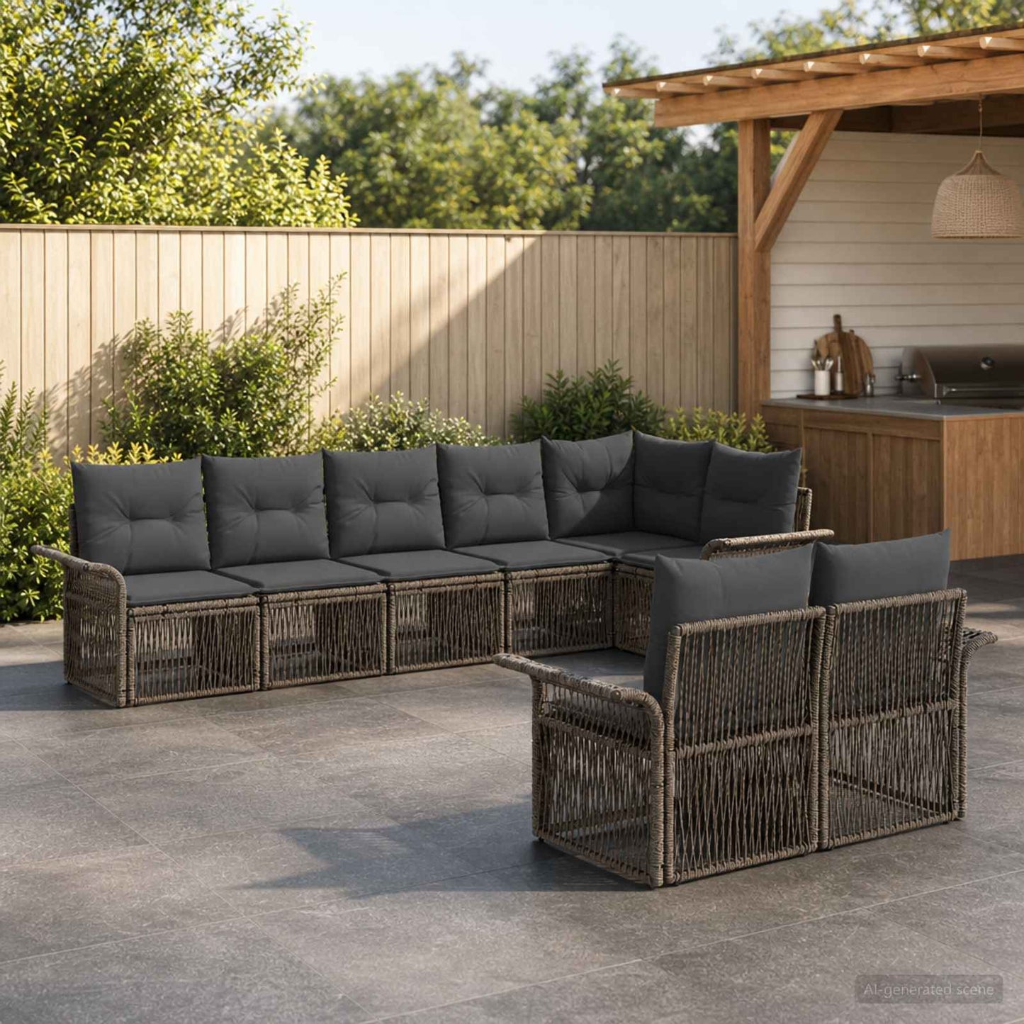 Tuinbankenset 8 pcs Grijs poly rattan is nu te koop bij PeponiXL, paradijselijk wonen!