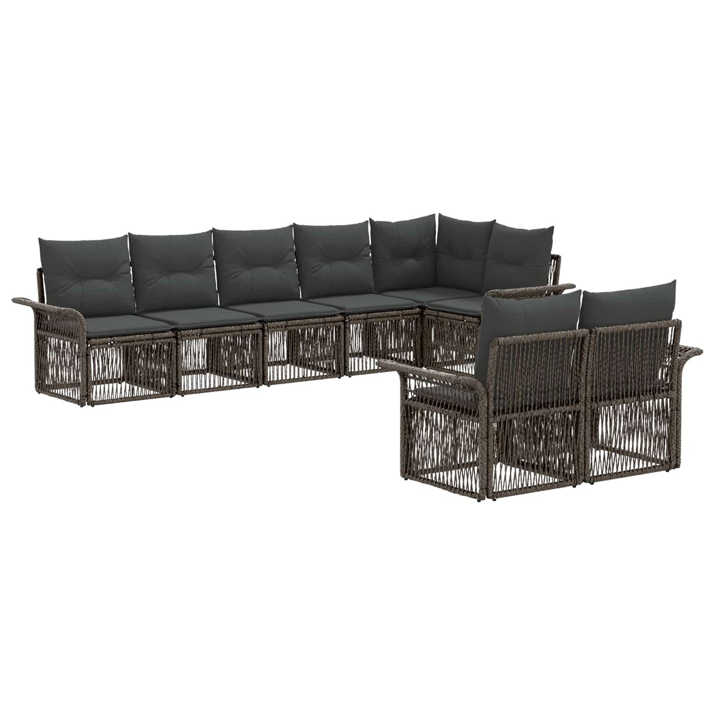 Tuinbankenset 8 pcs Grijs poly rattan is nu te koop bij PeponiXL, paradijselijk wonen!