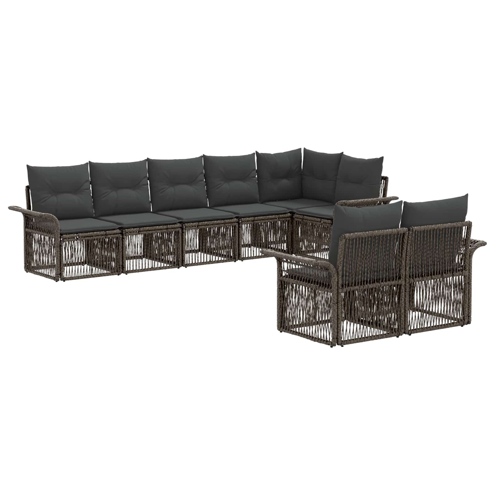 Tuinbankenset 8 pcs Grijs poly rattan is nu te koop bij PeponiXL, paradijselijk wonen!
