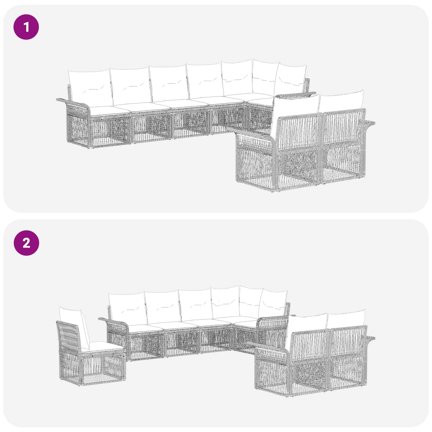 Tuinbankenset 8 pcs Grijs poly rattan is nu te koop bij PeponiXL, paradijselijk wonen!